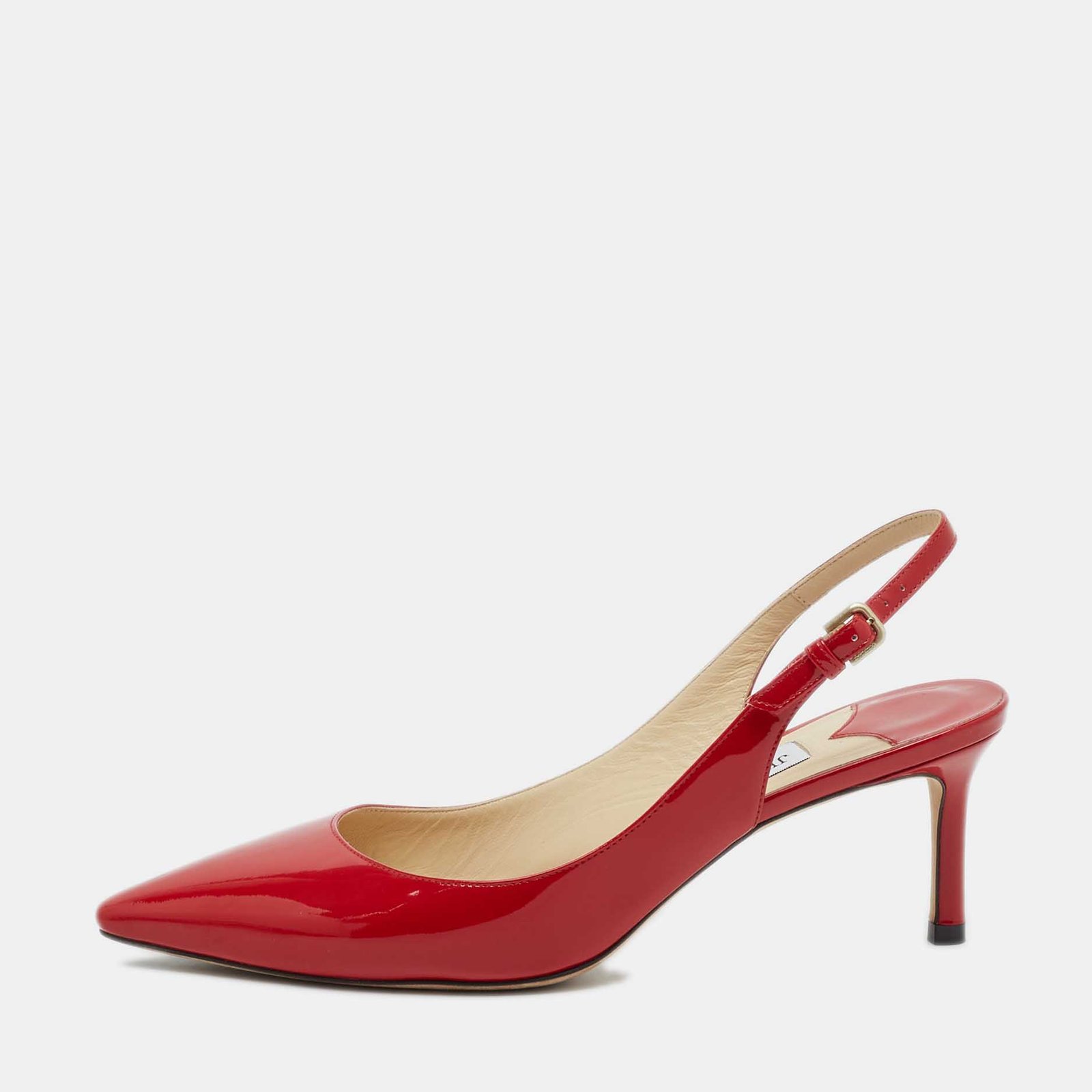 Jimmy Choo Red Patent Erin Slingback Pumps Size 37.5