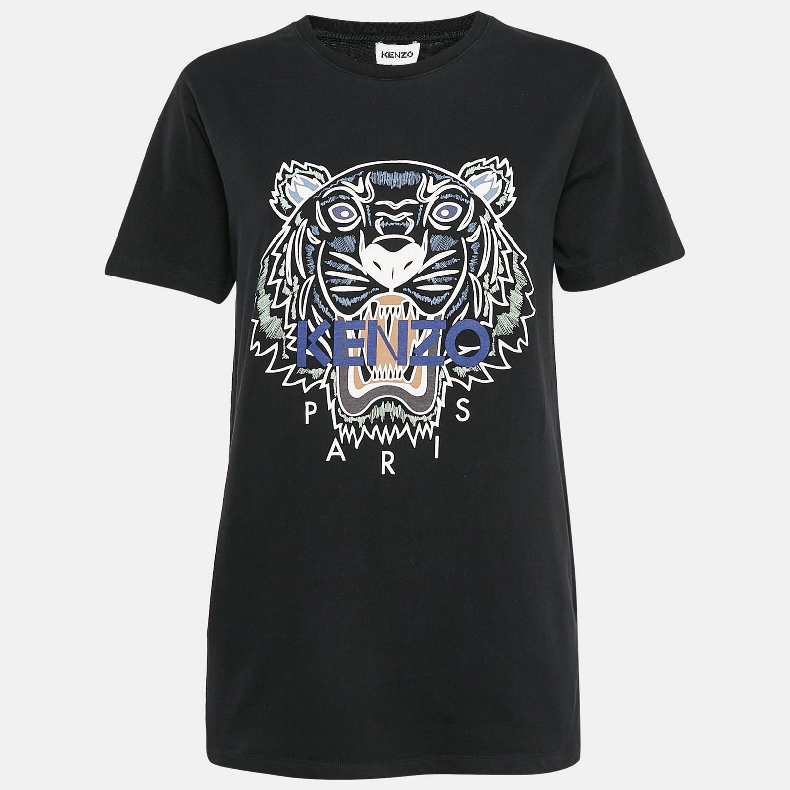 Kenzo Black Tiger Print Jersey Crew Neck T-Shirt M