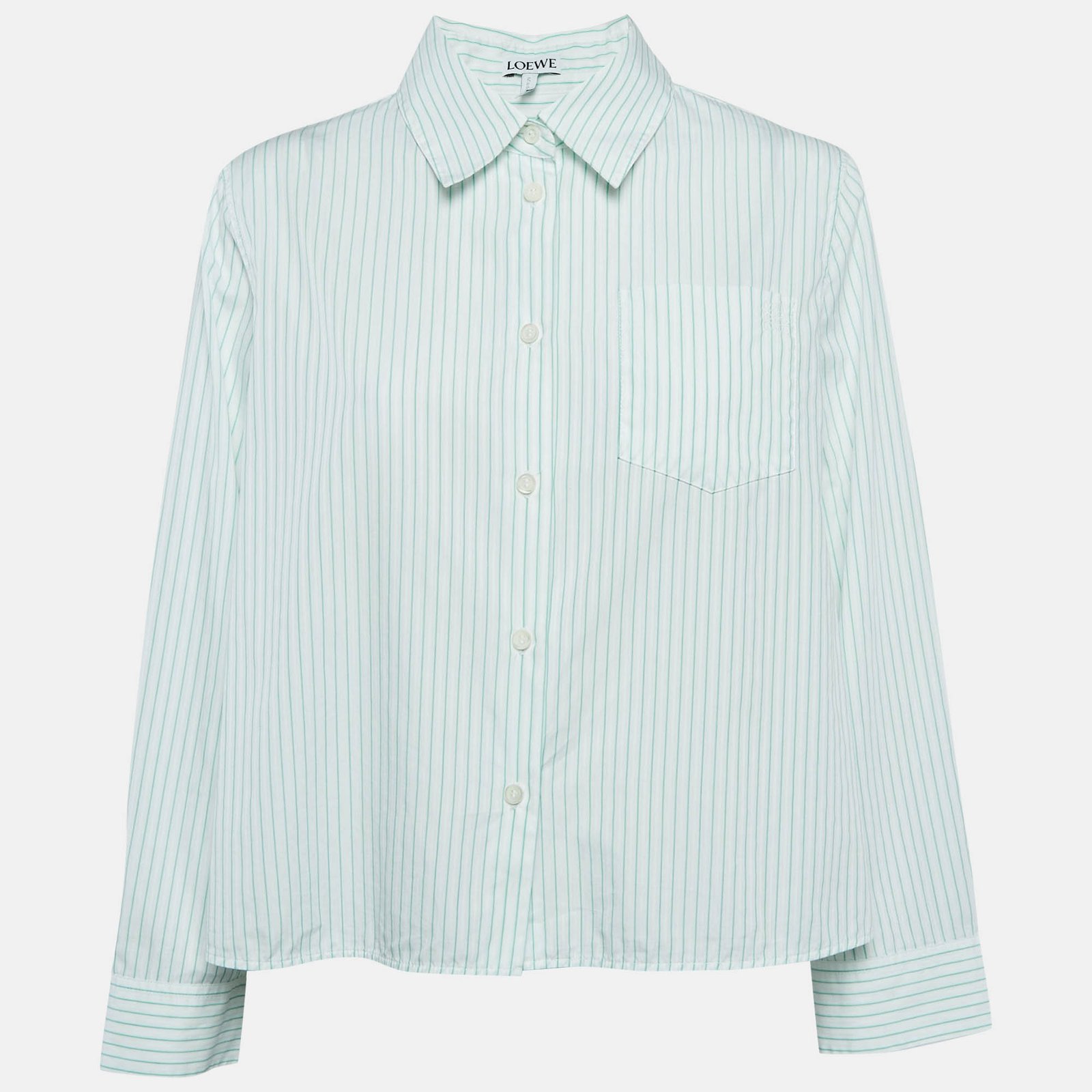 Loewe Green/White Striped Cotton Back Open Trapeze Shirt XL