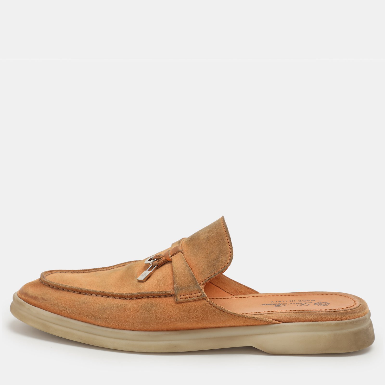 Loro Piana Orange Suede Babouche Charms Walk Mules Size 38