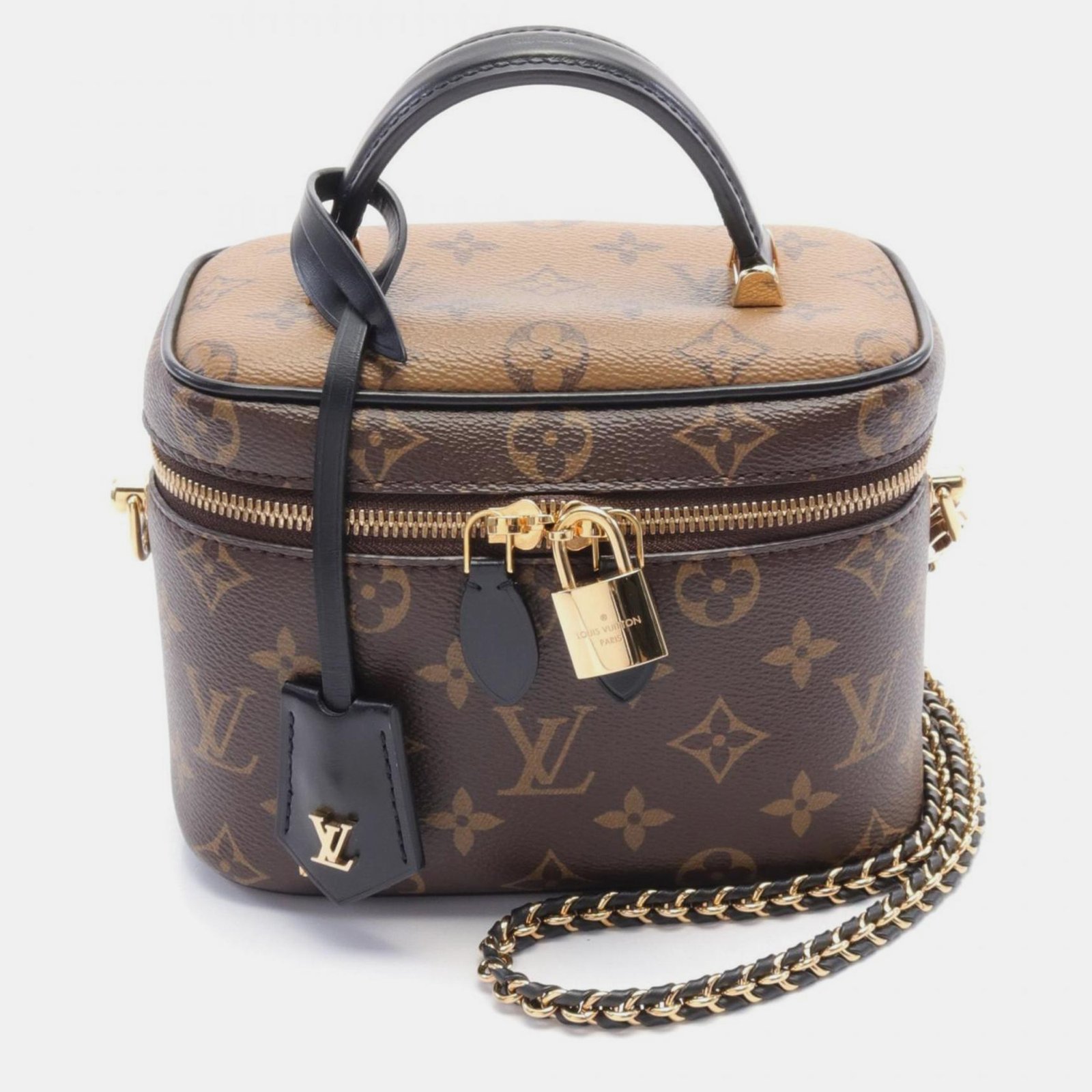 Louis Vuitton Vanity Nv Pm Monogram Reverse Coated Canvas Leather  Brown Black Handbag