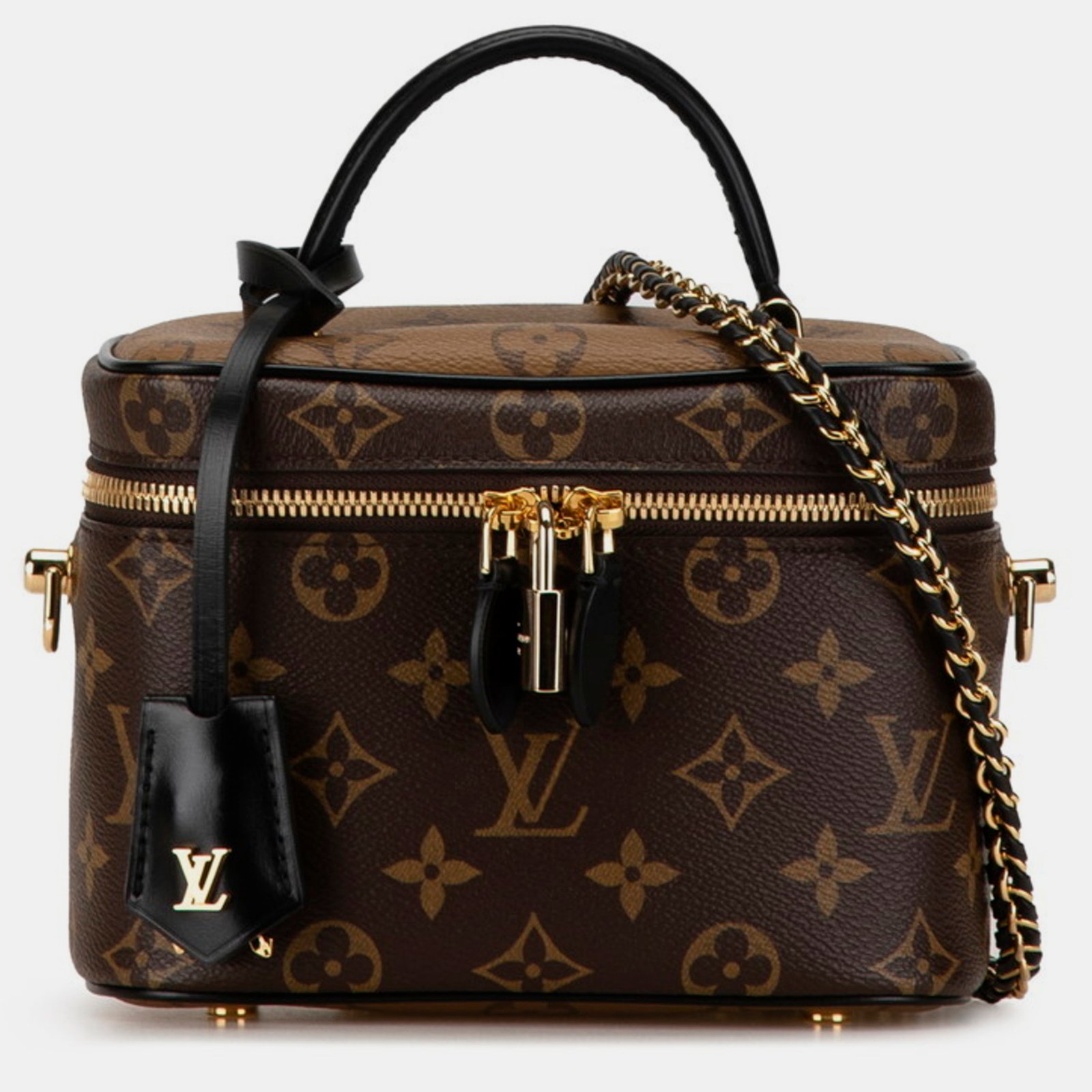 Louis Vuitton Monogram Vanity Nv Pm Chain Shoulder Brown Pvc Leather Bag