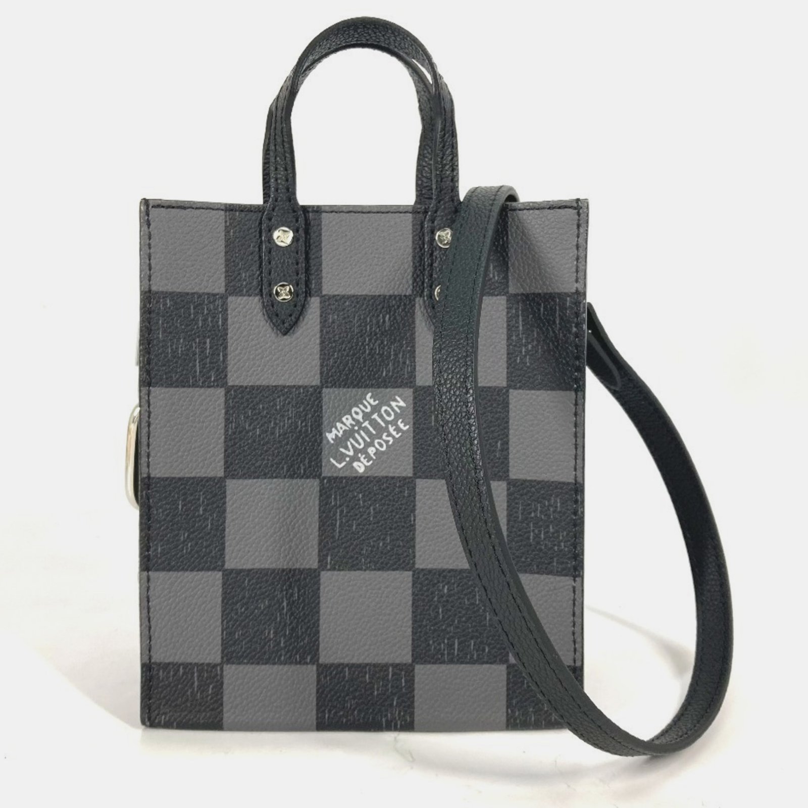 Louis Vuitton Damier Checkerboard Sac Plat Xs Black Tote Bag