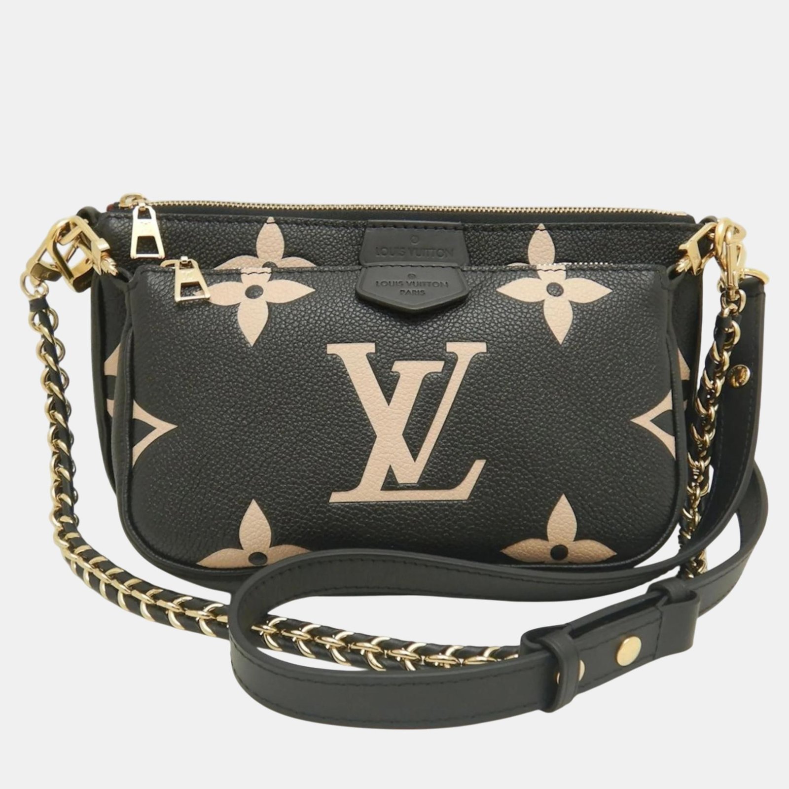 Louis Vuitton Black Cream Bicolor Monogram Empreinte Multi Pochette Shoulder Bag