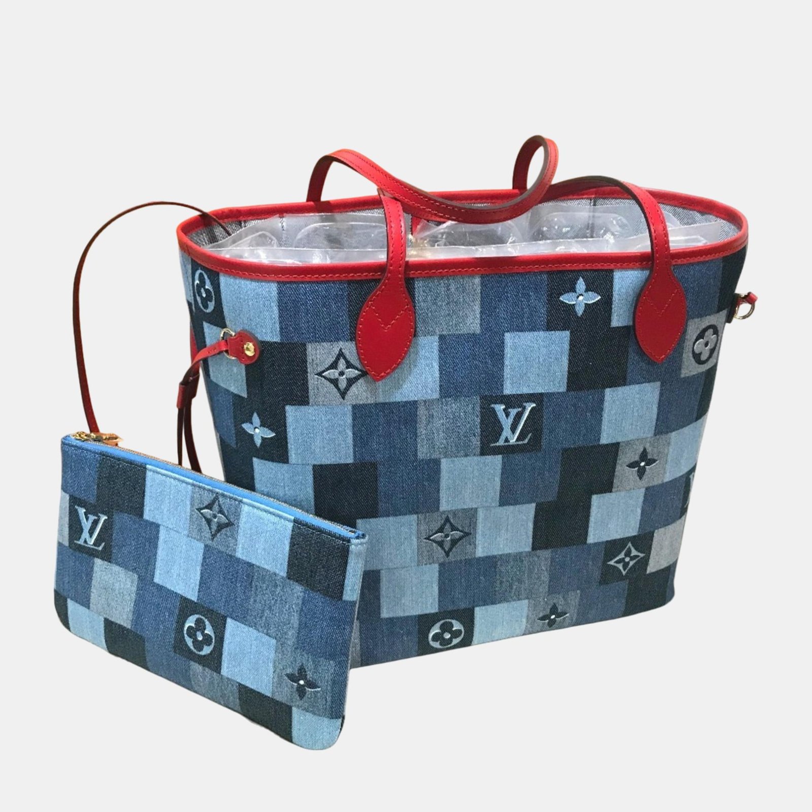 Louis Vuitton Monogram Denim Blue Square Patchrk Neverfull MM Shoulder Bag