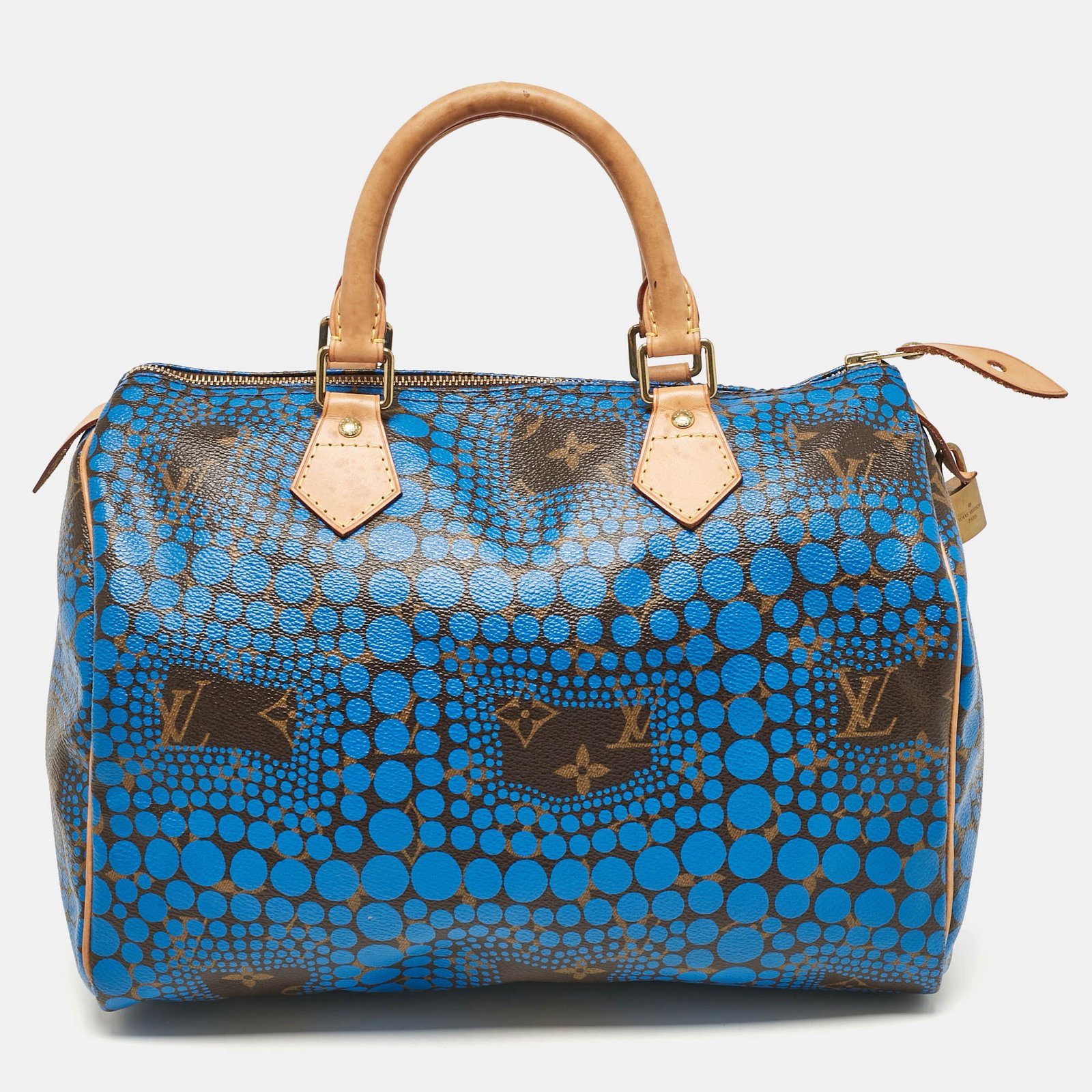 Louis Vuitton Blue Monogram Canvas Limited Edition Yayoi Kusama Town Speedy 30 Bag
