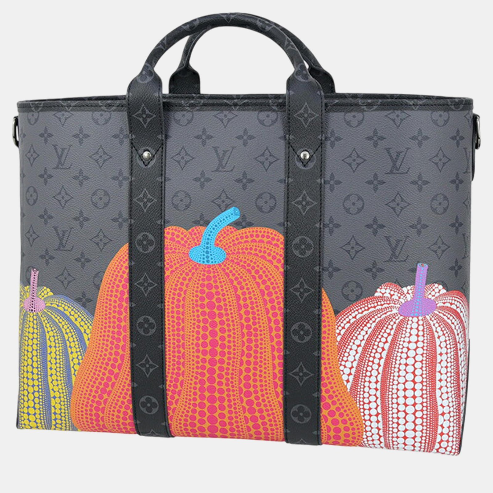 Louis Vuitton Black/Grey Yayoi Kusama Monogram Eclipse Reverse Pumpkin Weekend Tote