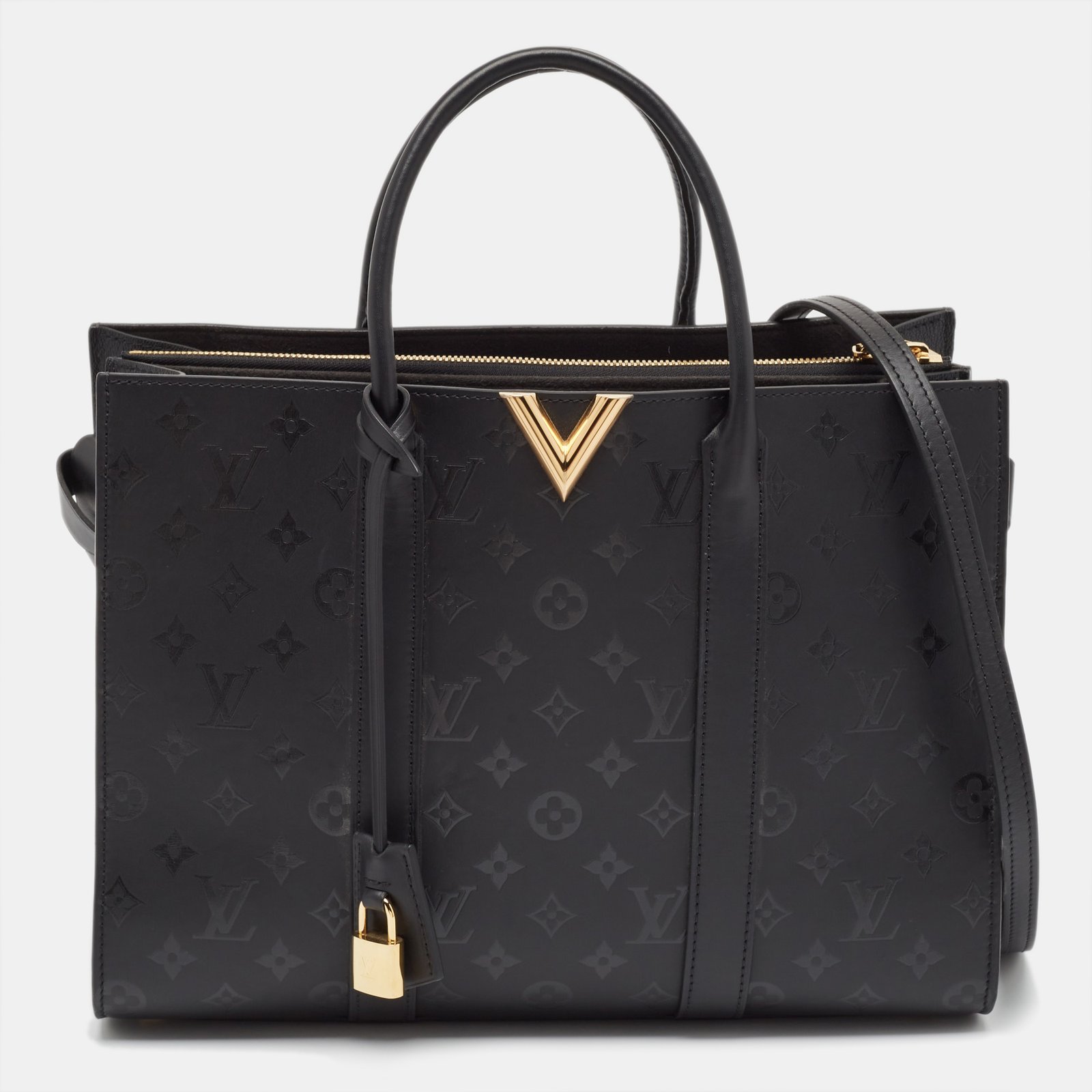 Louis Vuitton Black Monogram Cuir Plume Very Tote GM Bag