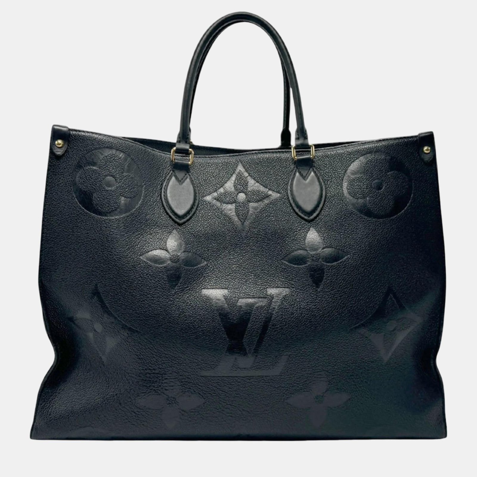 Louis Vuitton Leather Black Gold Monogram Empreinte On The Go Gm Handbag