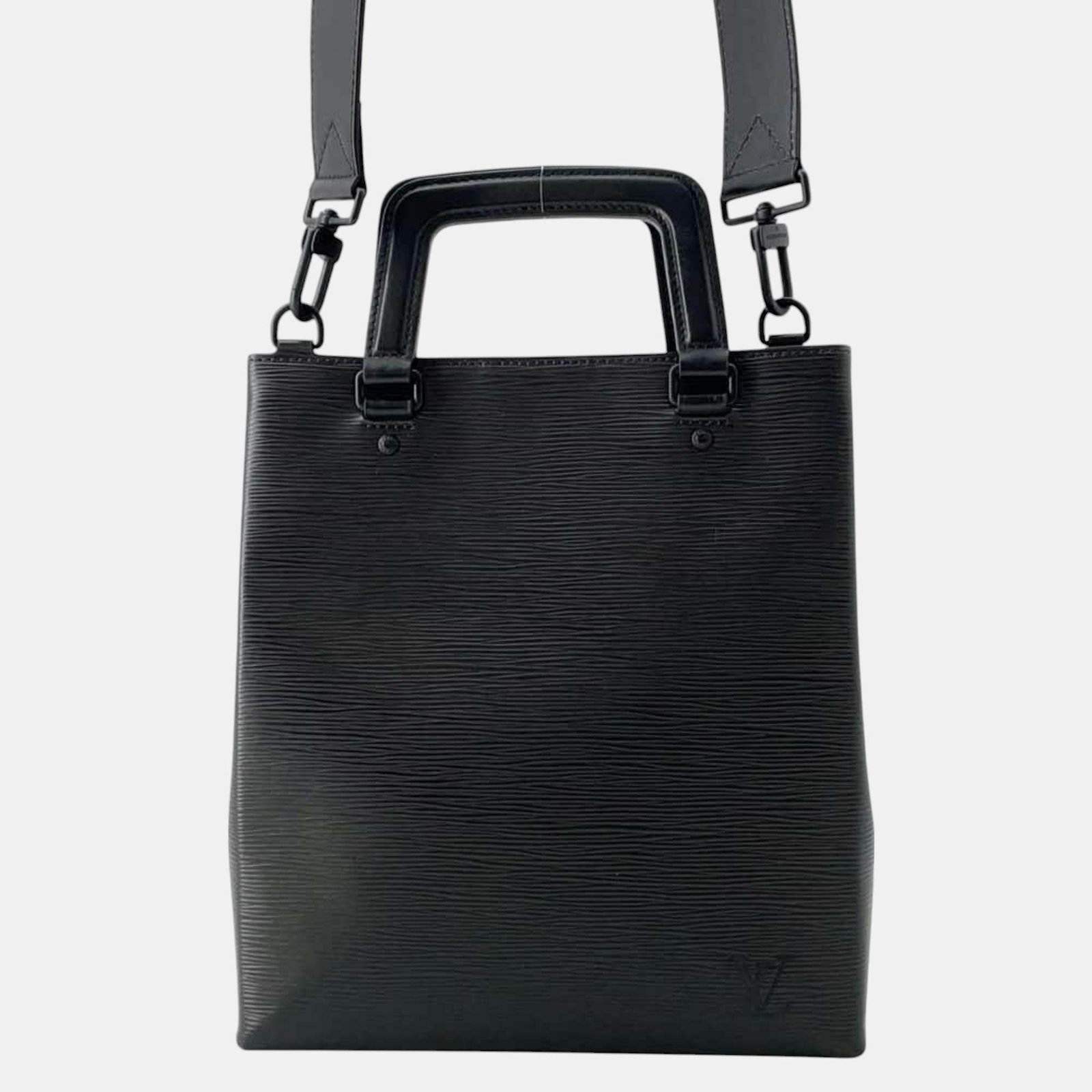Louis Vuitton Black Epi Sac Plat Fold Handbag