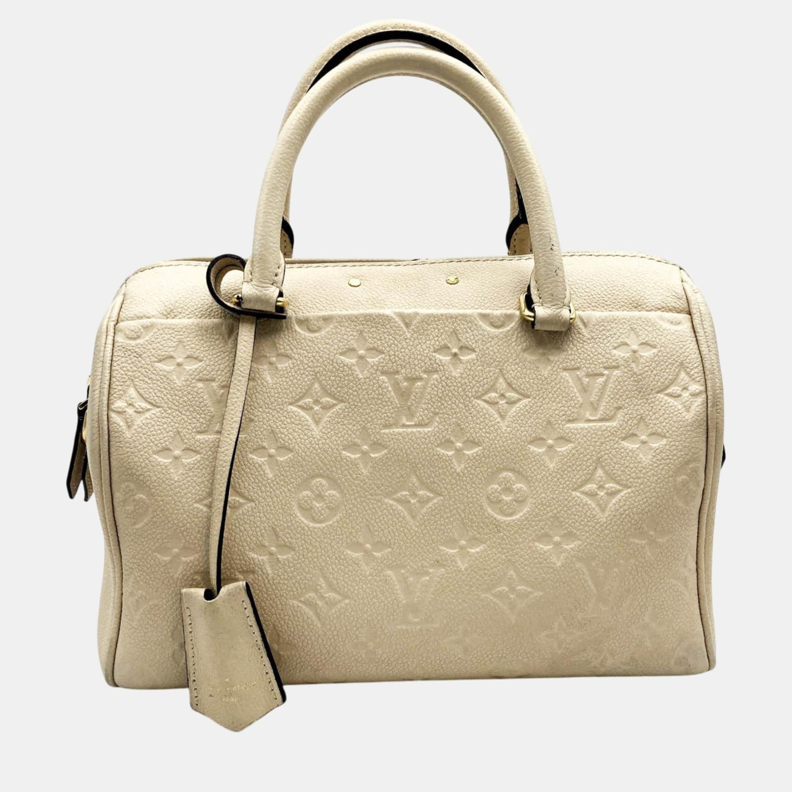 Louis Vuitton Ivory Leather Monogram Empreinte Speedy 25 Bandouliere Mini Boston Handbag