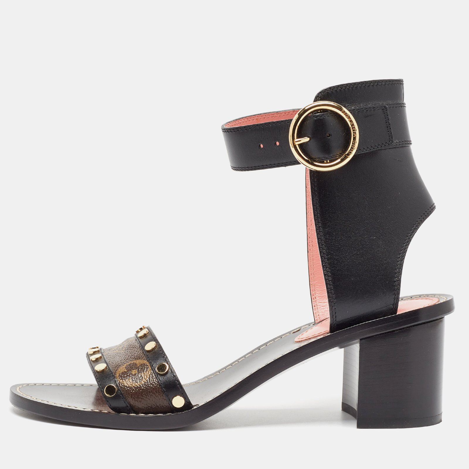 Louis Vuitton Black Canvas and Leather Passenger Ankle Strap Sandals 41