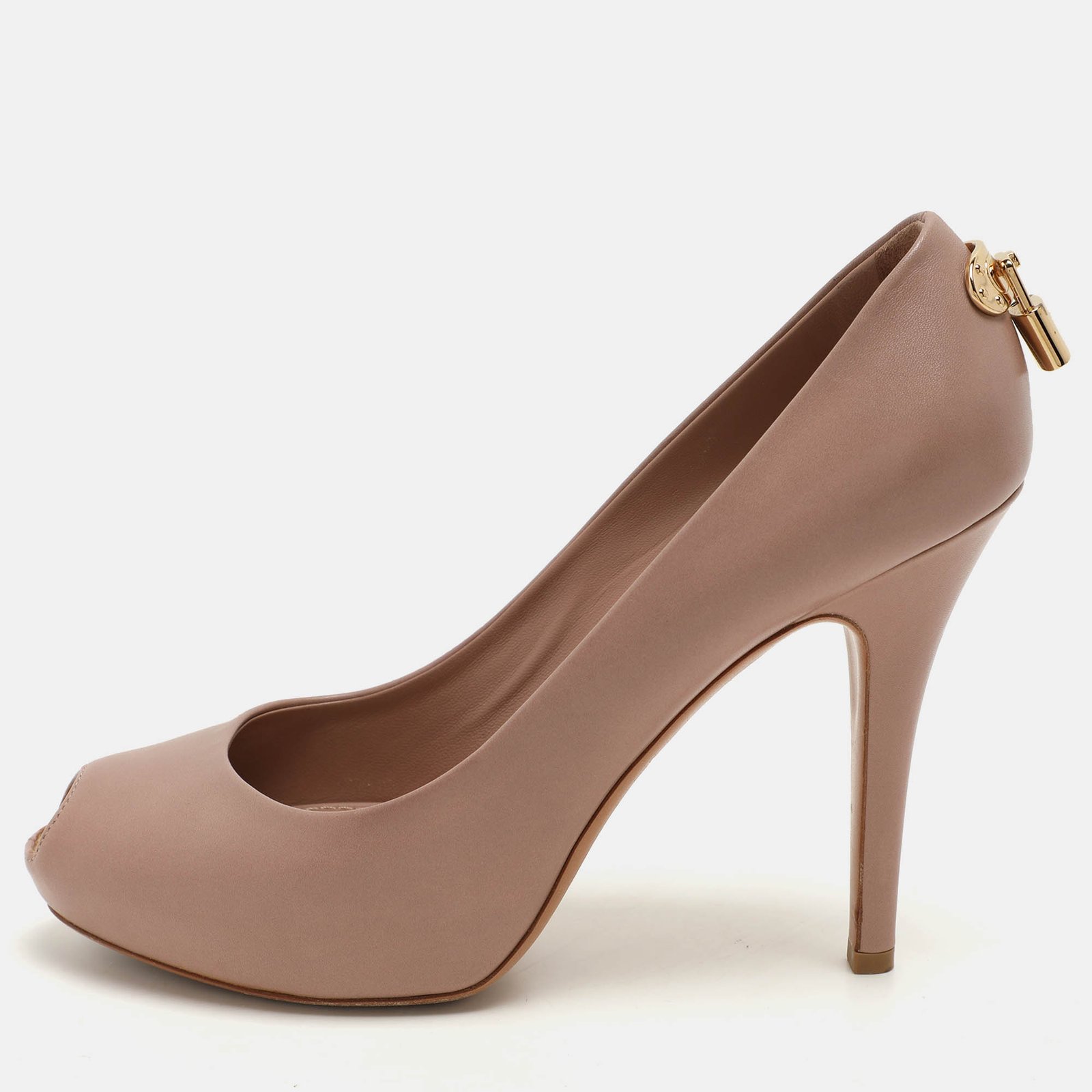 Louis Vuitton Beige Leather Oh Really! Peep Toe Pumps 39.5