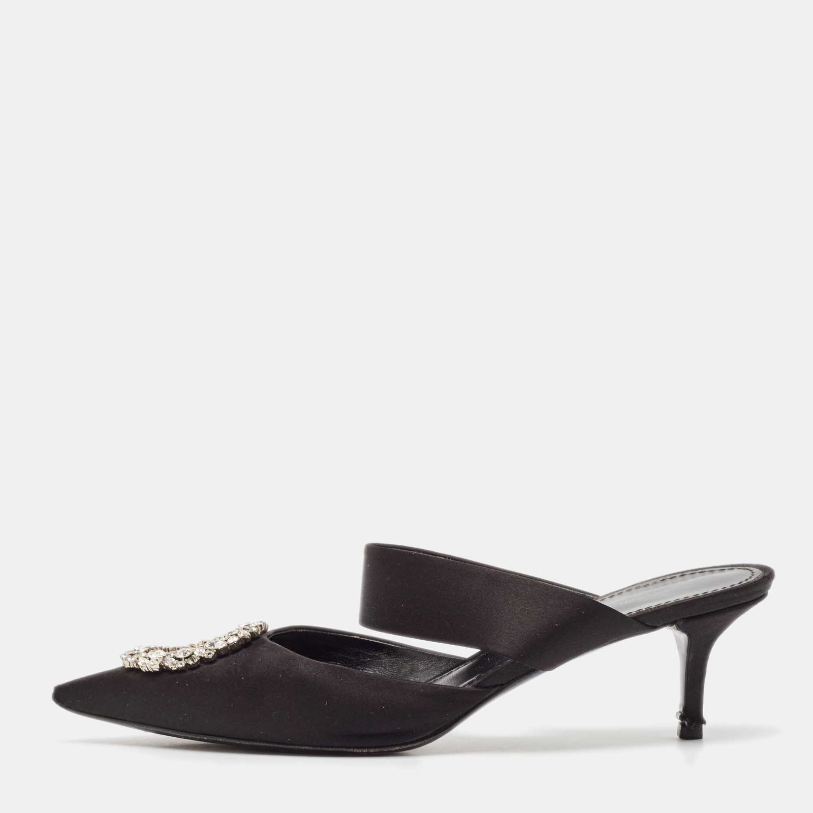 Louis Vuitton Black Satin Madeleine Mules Size 41