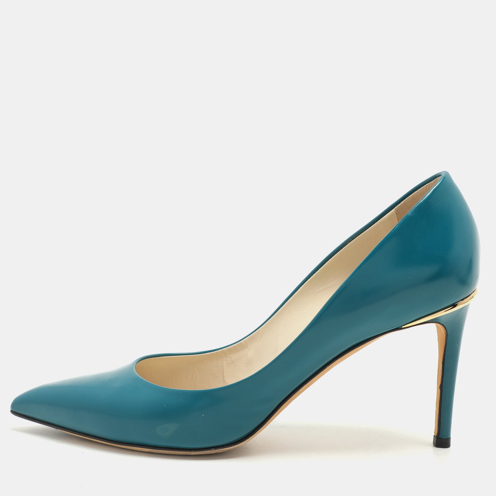 Louis Vuitton Blue Patent Leather Eyeline Pointed Toe Pumps Size 39