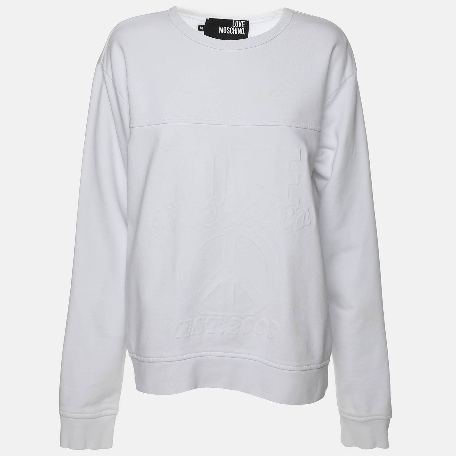 Love Moschino White Cotton Peace Sign Sweatshirt M