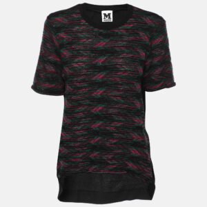 M Missoni Black/Purple Cotton Crew Neck Top M
