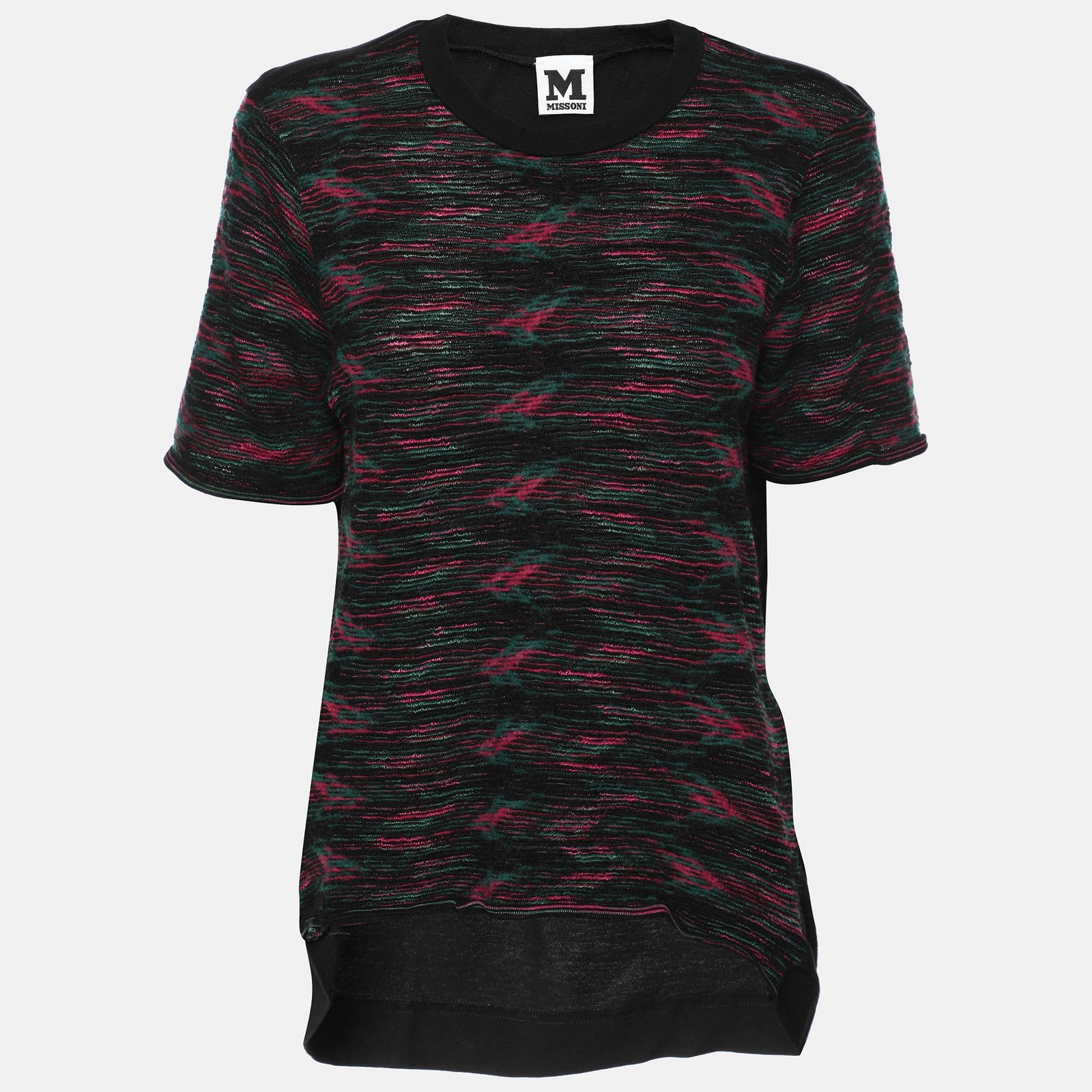 M Missoni Black/Purple Cotton Crew Neck Top M