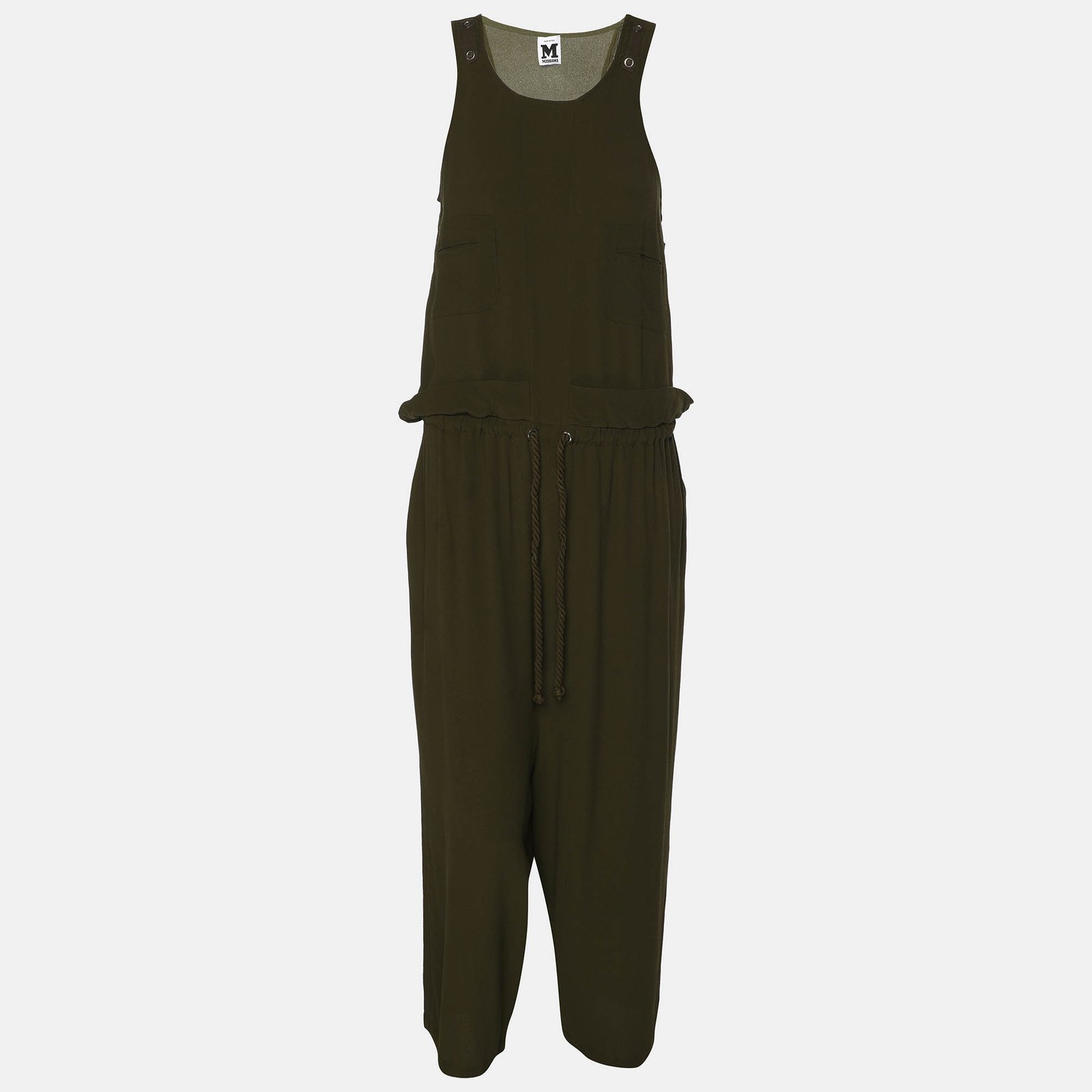 M Missoni Green Acetate Blend Belted Sleeveless Jumpsuit S