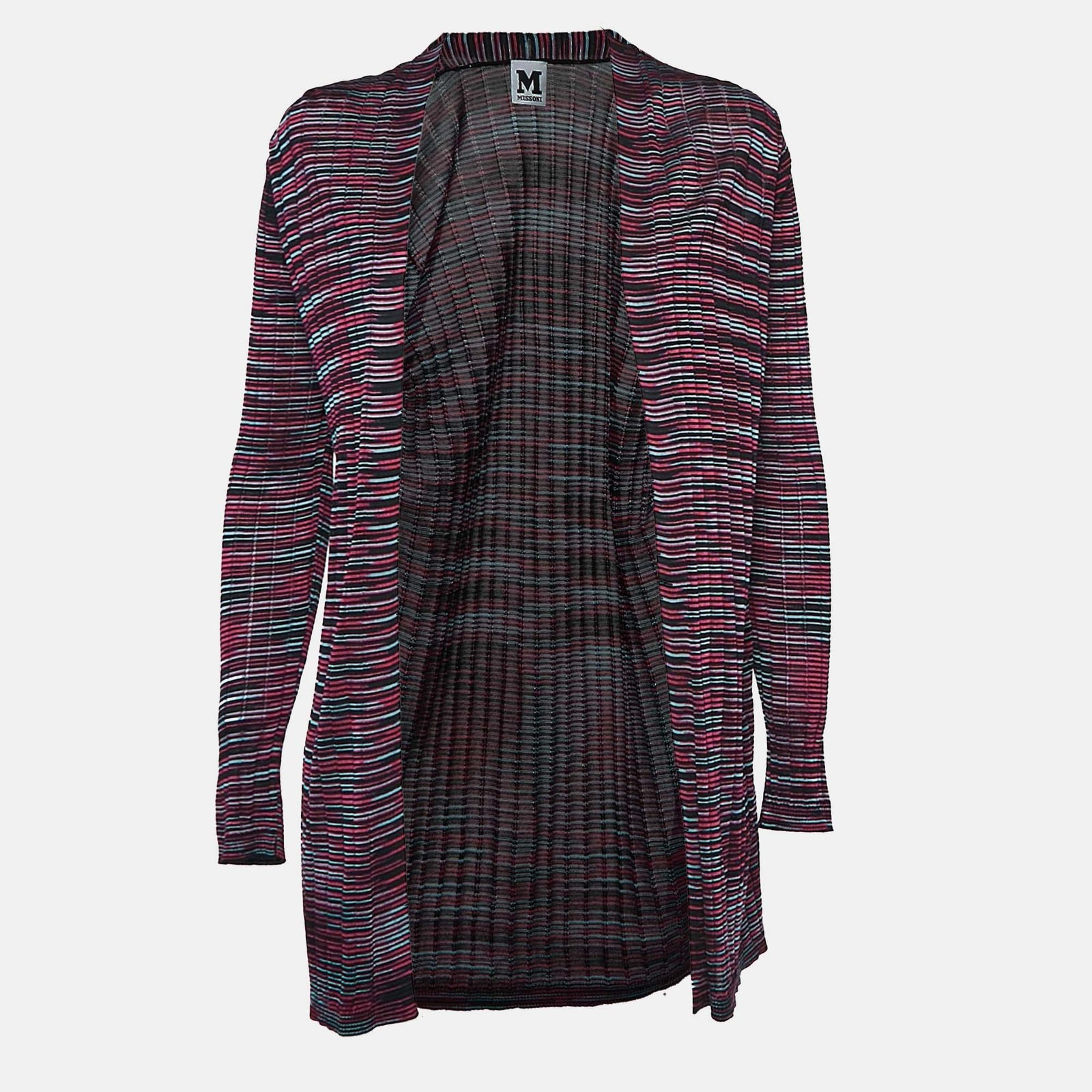 M Missoni Purple Patterned Knit Open Front Cardigan M