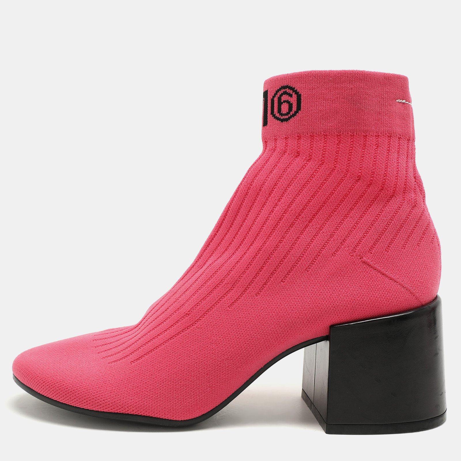 Maison Martin Margiela Pink Knit Fabric Ankle Length Boots Size 39