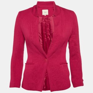Maje Pink Crinkle Crepe Single Breasted Blazer M