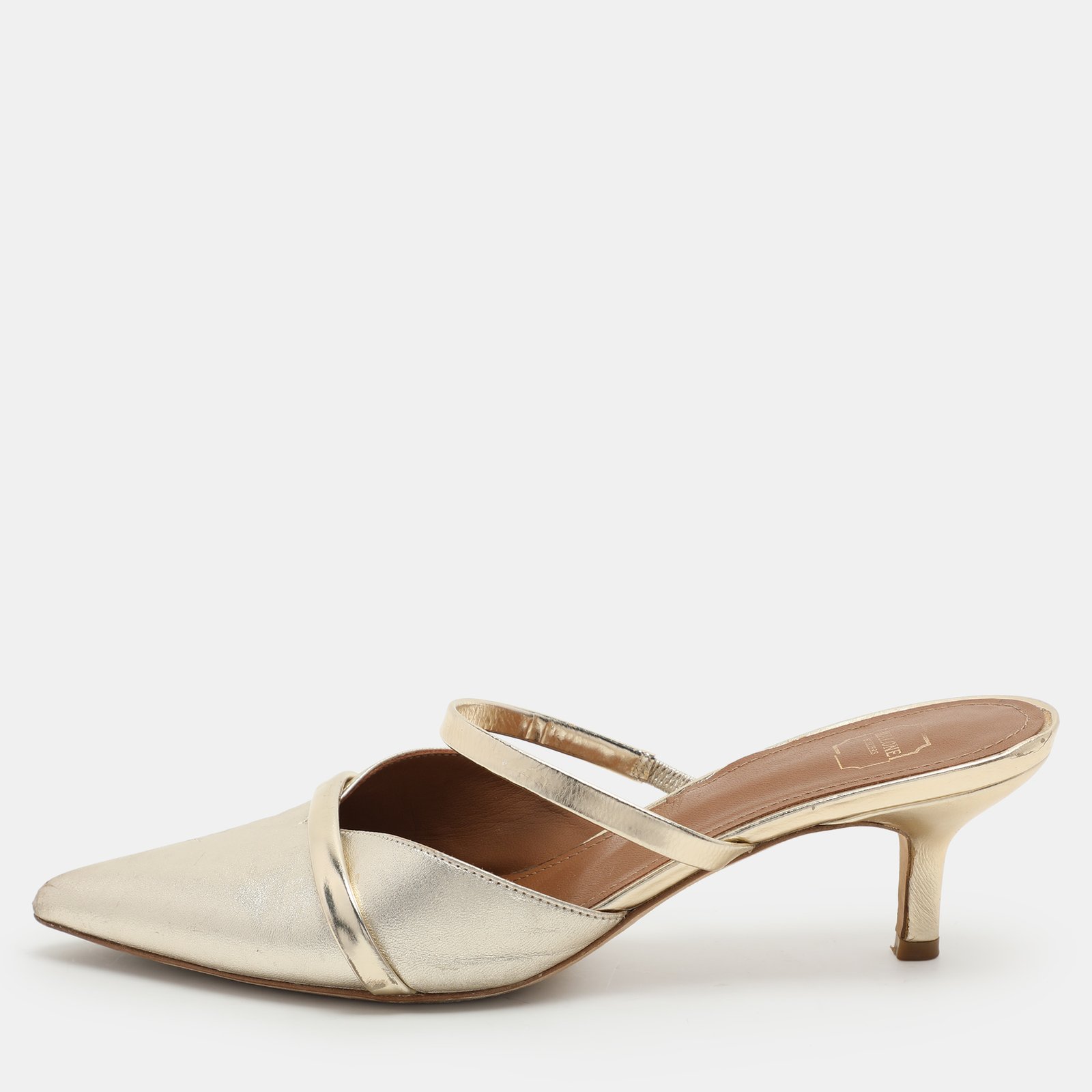 Malone Souliers Gold Leather Frankie Mules Size 36