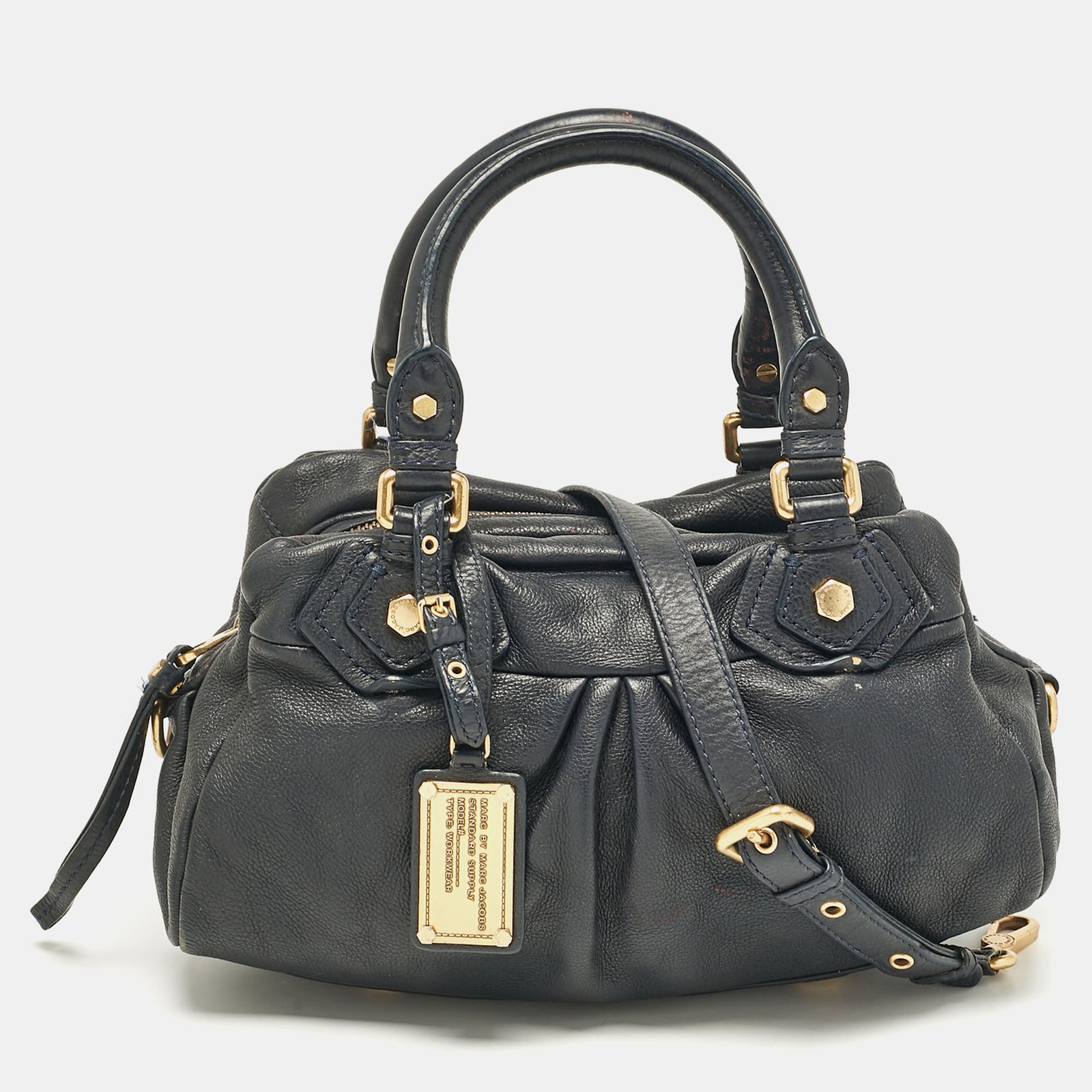 Marc by Marc Jacobs Navy Blue Leather Classic Q Baby Aidan Satchel