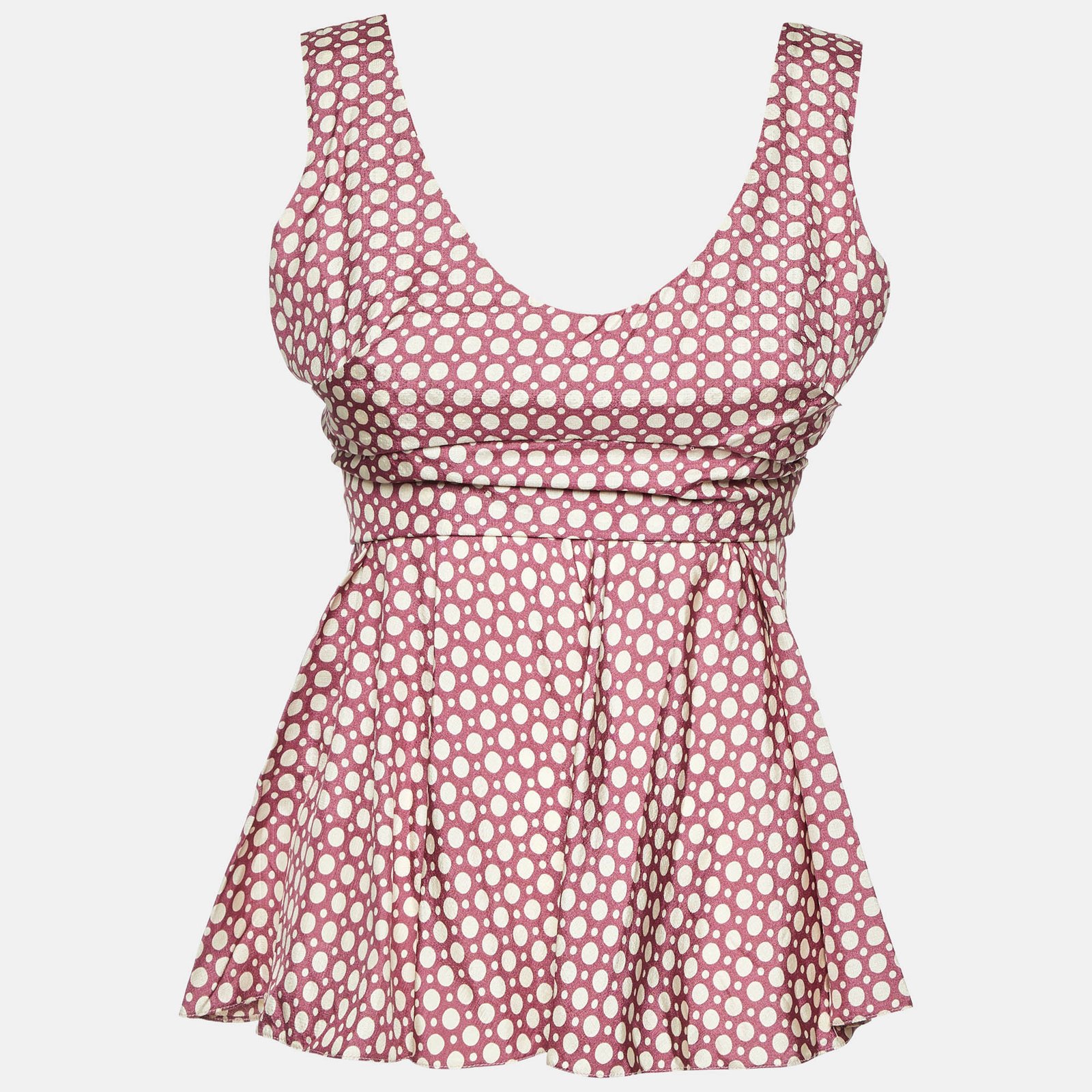 Marni Dusty Pink Dot Print Waist Tie-Up Top S