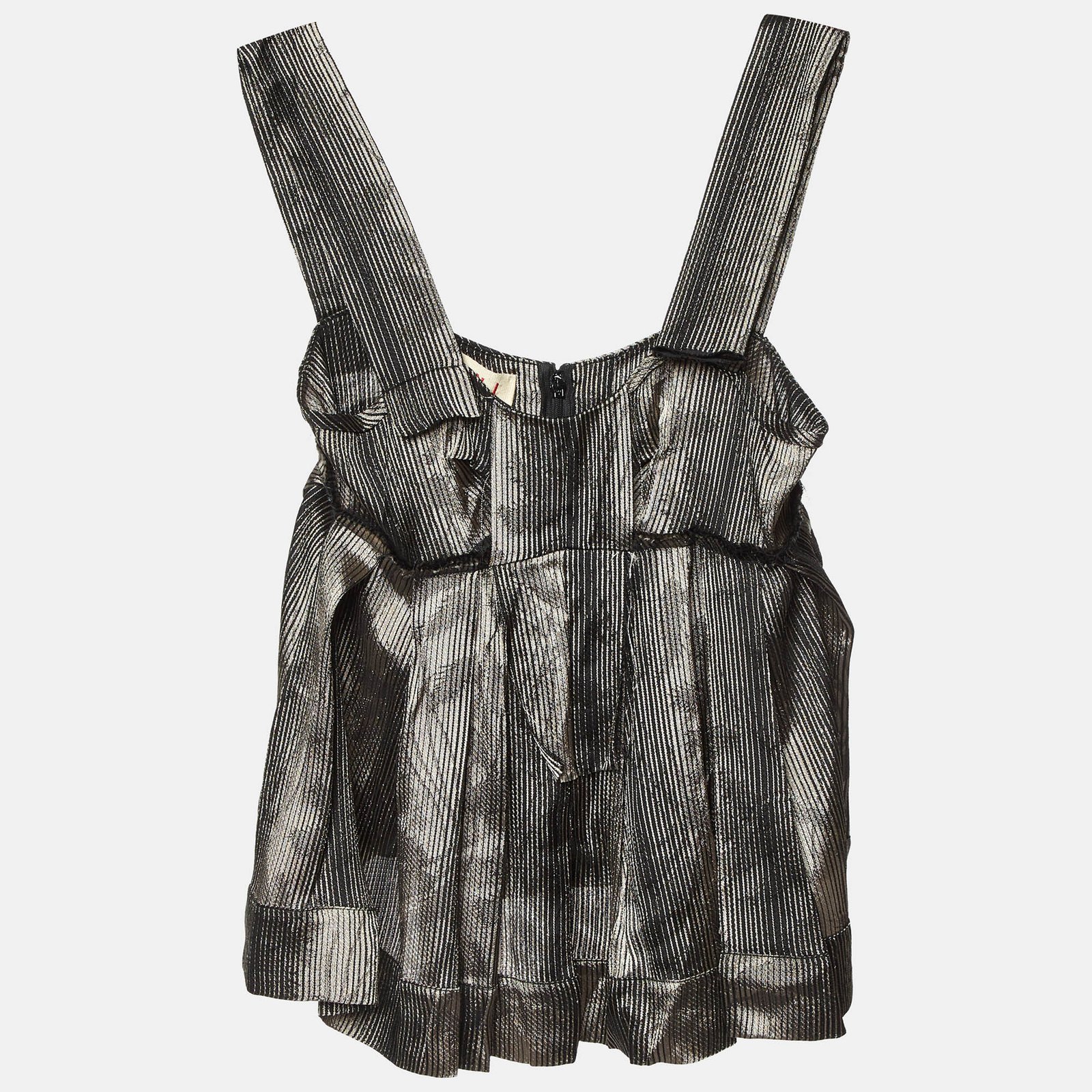 Marni Metallic Stripe Lurex Silk Blend Trapeze Top S