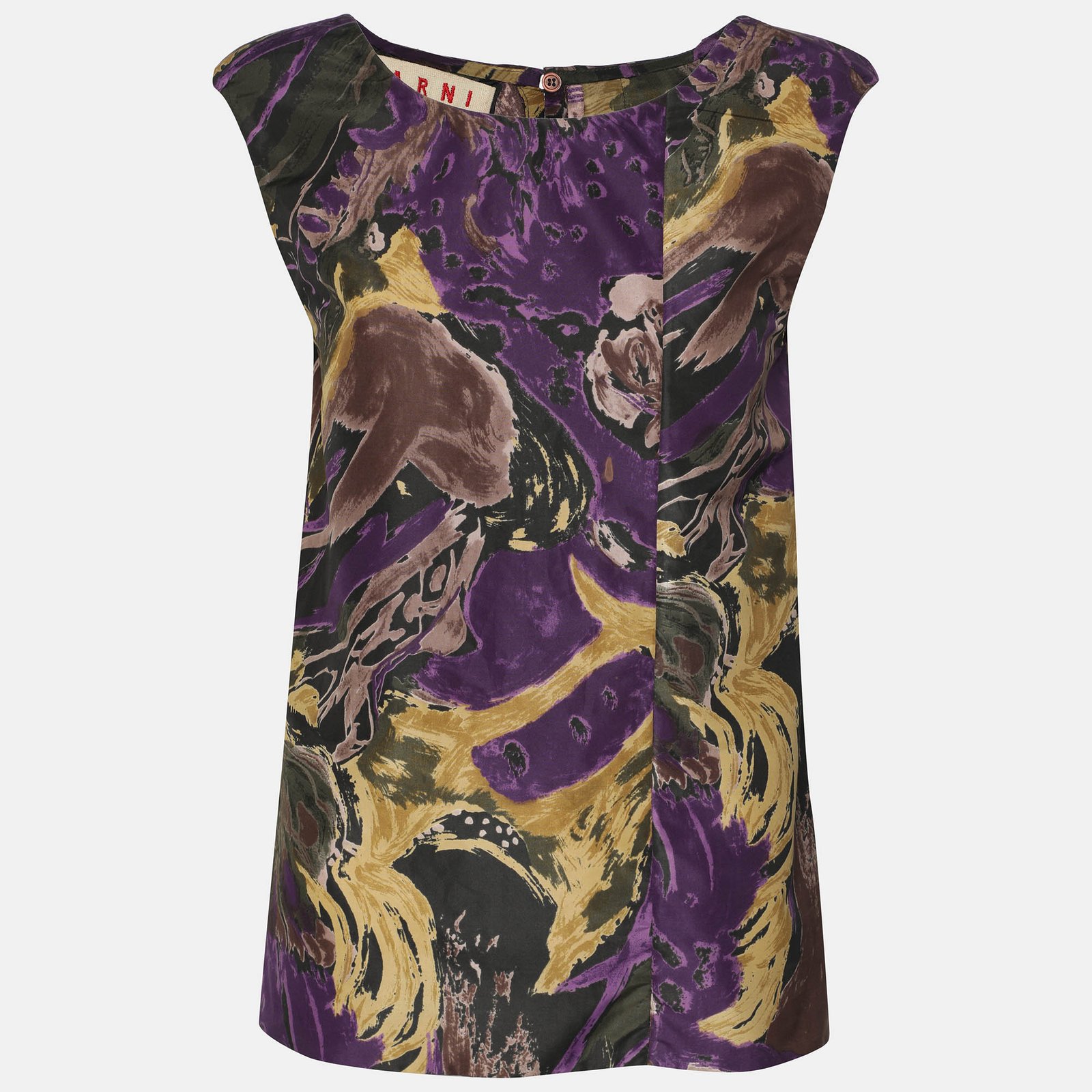 Marni Purple/Gold Polyester Sleeveless Loose Fit Blouse M