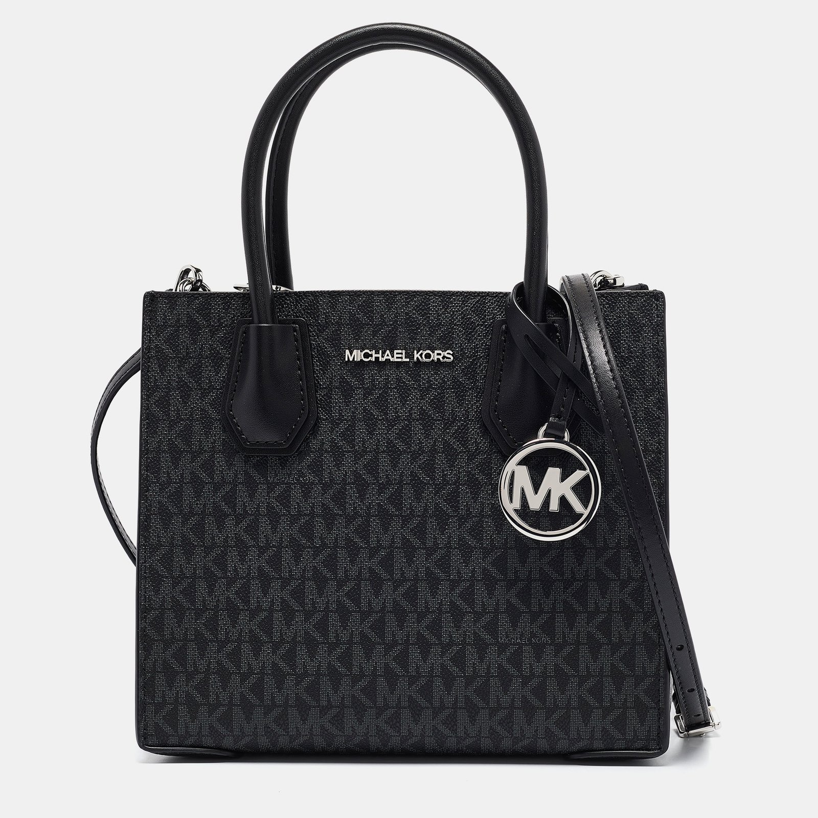 Michael Kors Black Signature Coated Canvas and Leather Small Mercer Tote