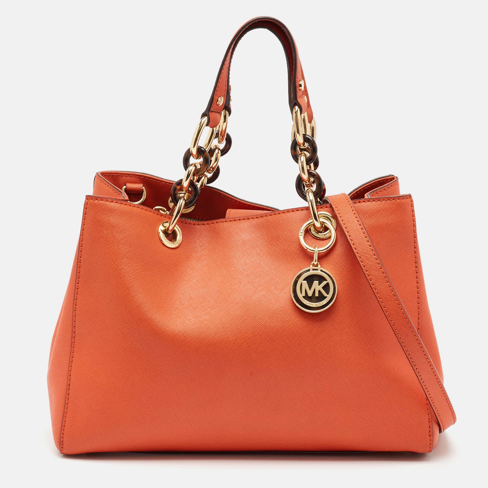 MICHAEL Michael Kors Orange Leather Medium Cynthia Tote