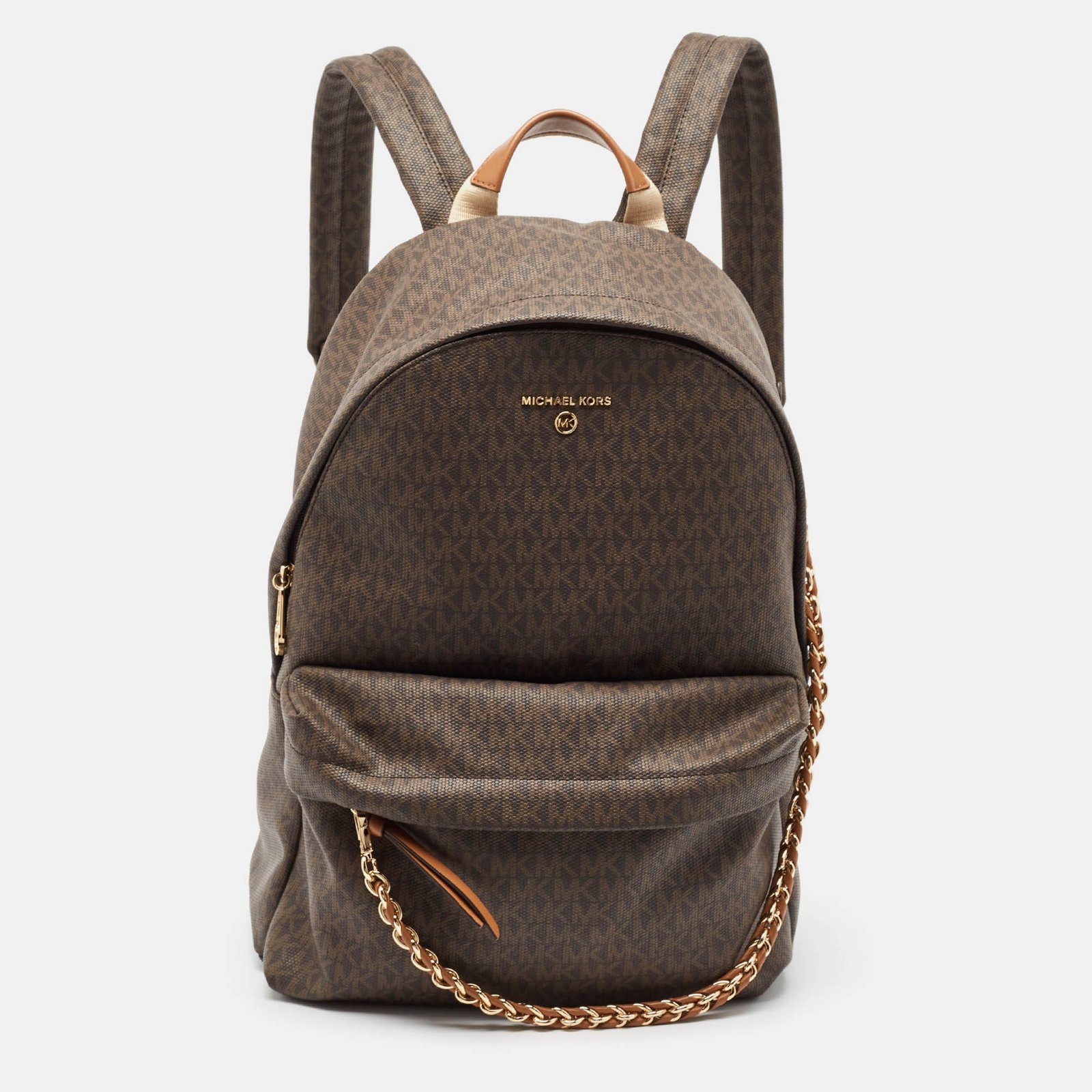 MICHAEL Michael Kors Dark Brown Signature Coated Canvas Large Slater Backpack