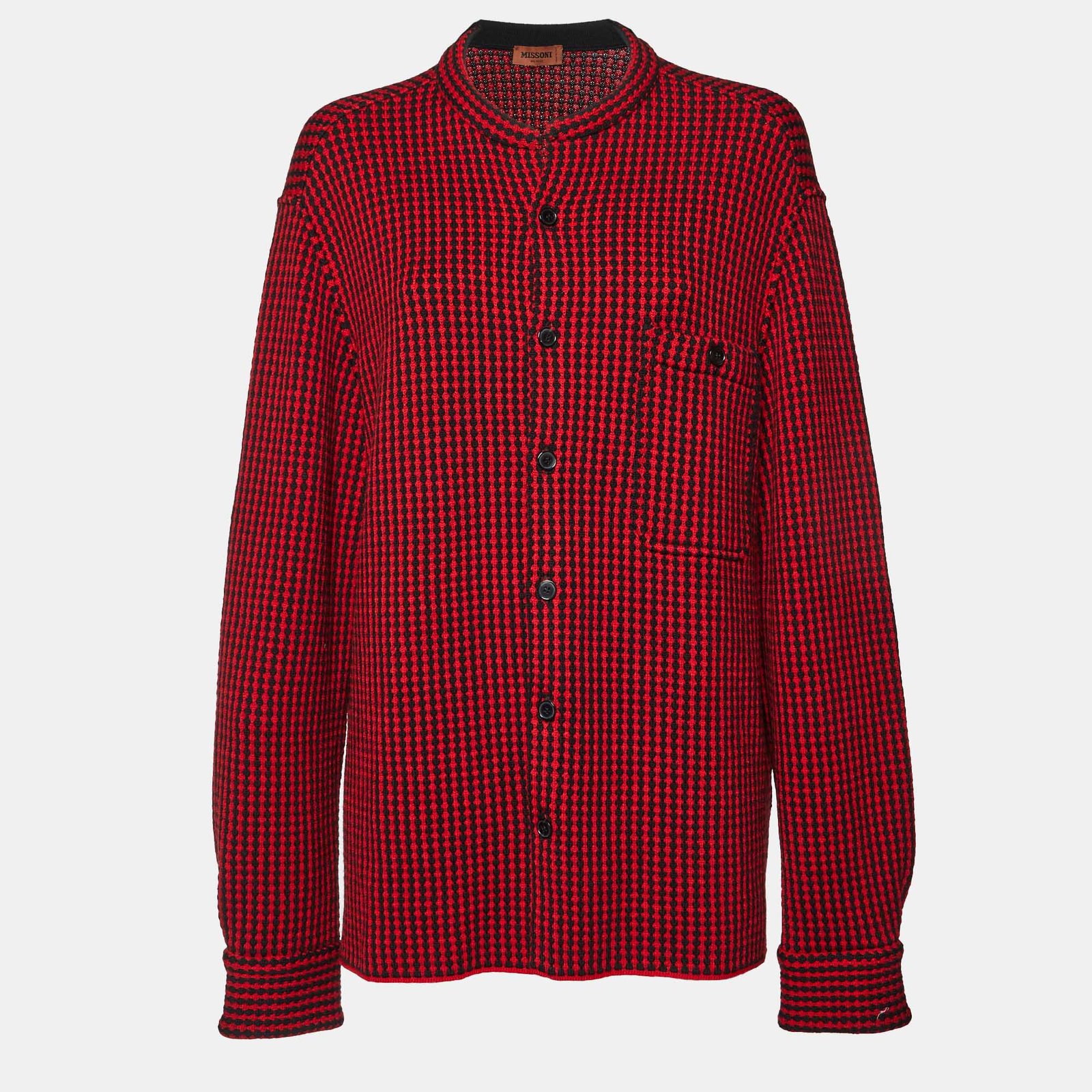 Missoni Red/Black Patterned Wool Cardigan XL