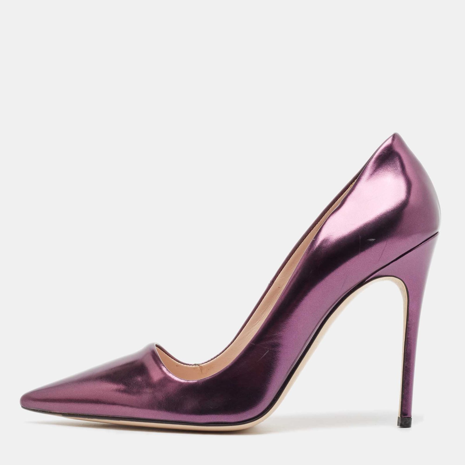 Miu Miu Purple Leather Pointed Toe Pumps Size 38.5