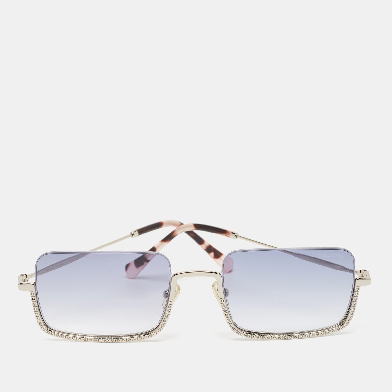 Miu Miu Blue Gradient SMU 70 U Crystals Square Frame Sunglasses