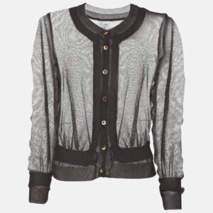 Moschino Cheap and Chic Grey Mesh Front Button Top M