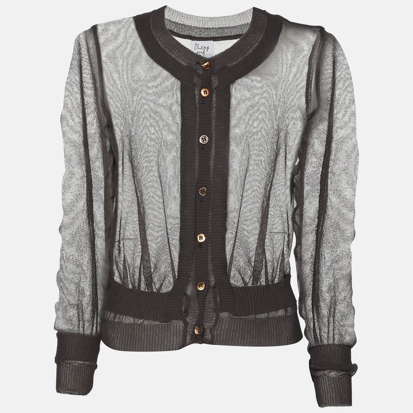 Moschino Cheap and Chic Grey Mesh Front Button Top M