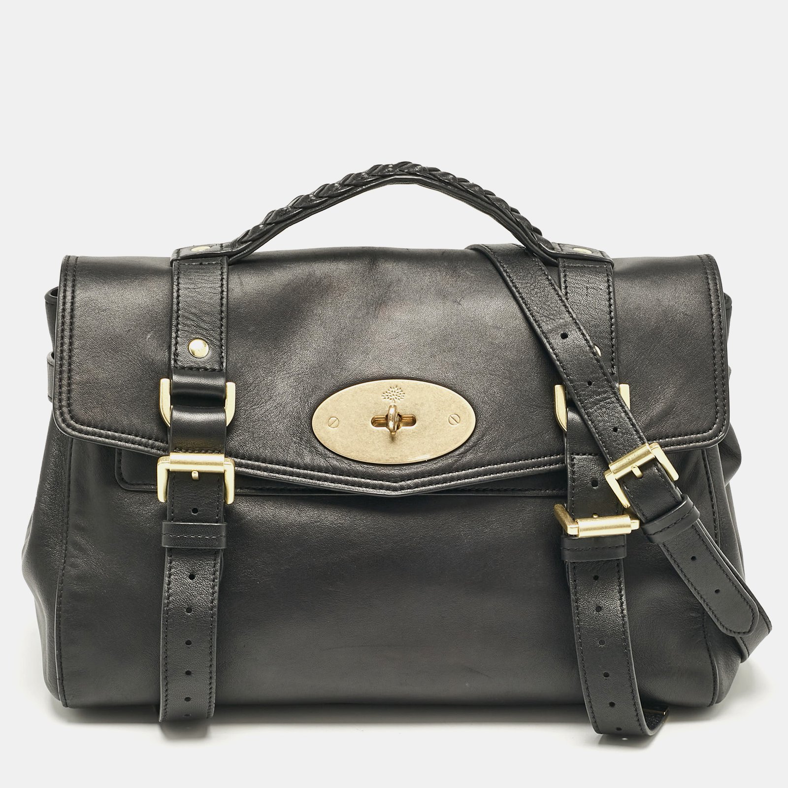 Mulberry Black Leather Small Alexa Satchel