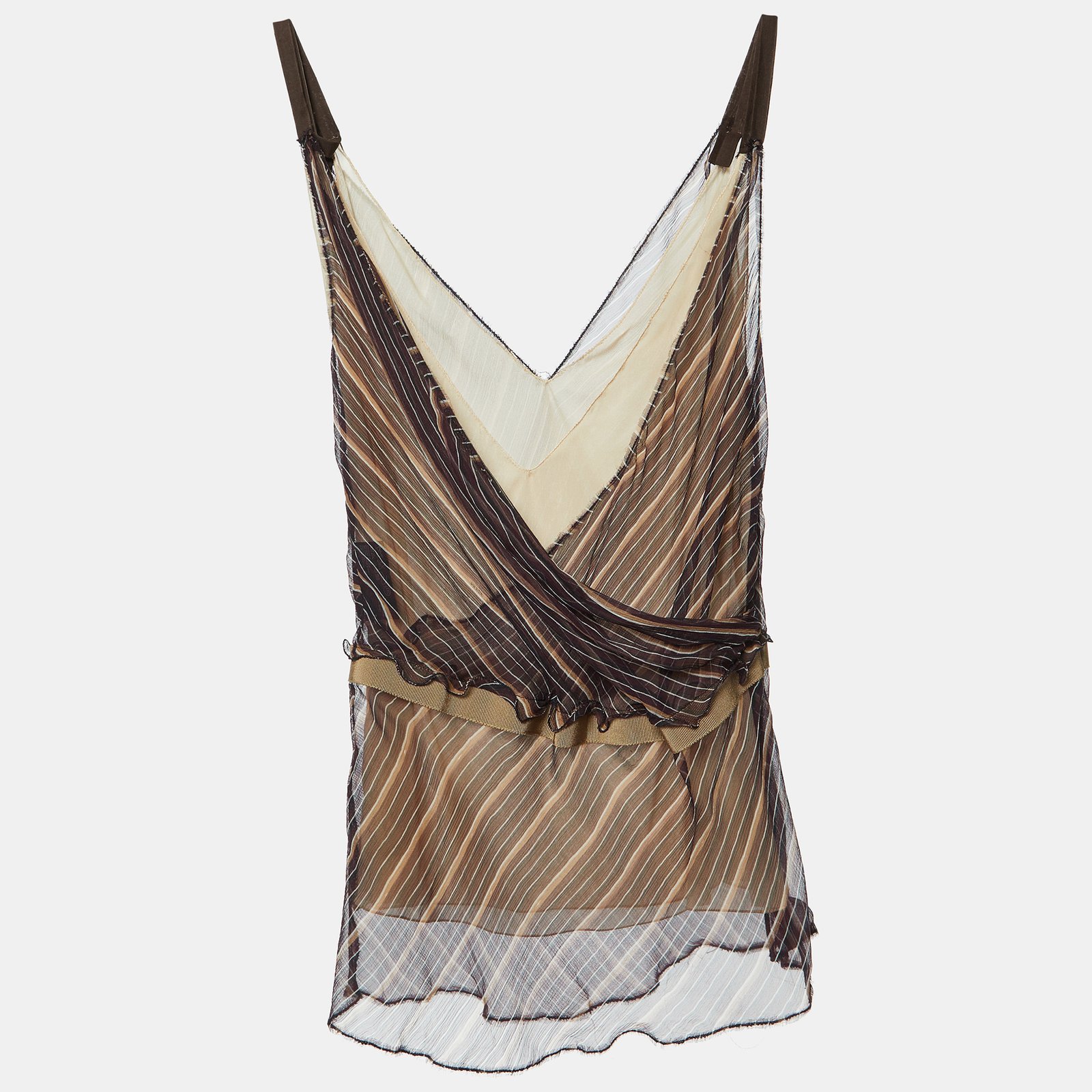 Prada Purple Stripe Silk Strappy Top M