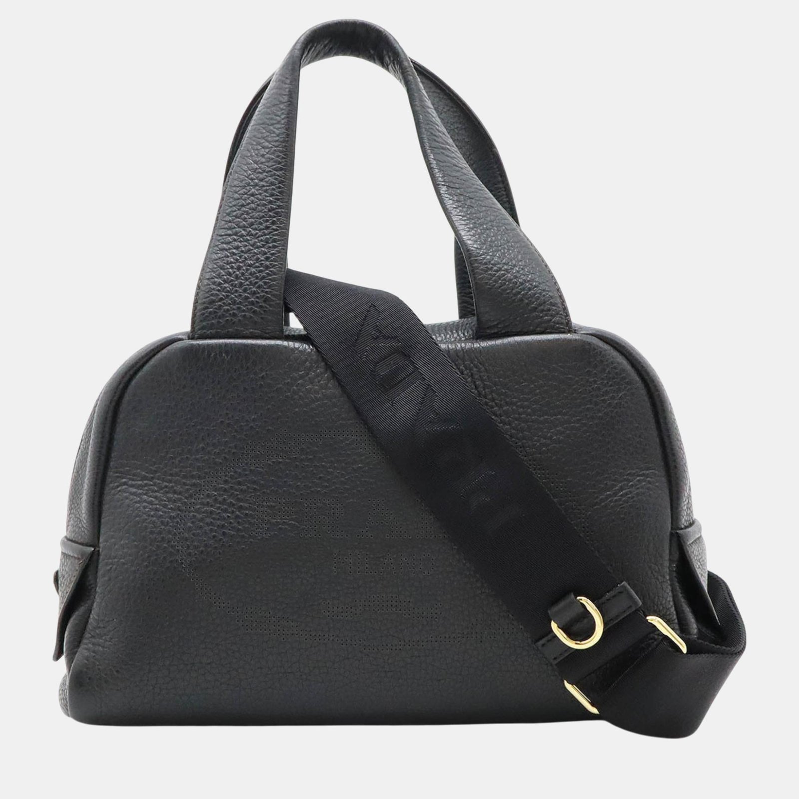 Prada Black Leather NERO Punching Handbag