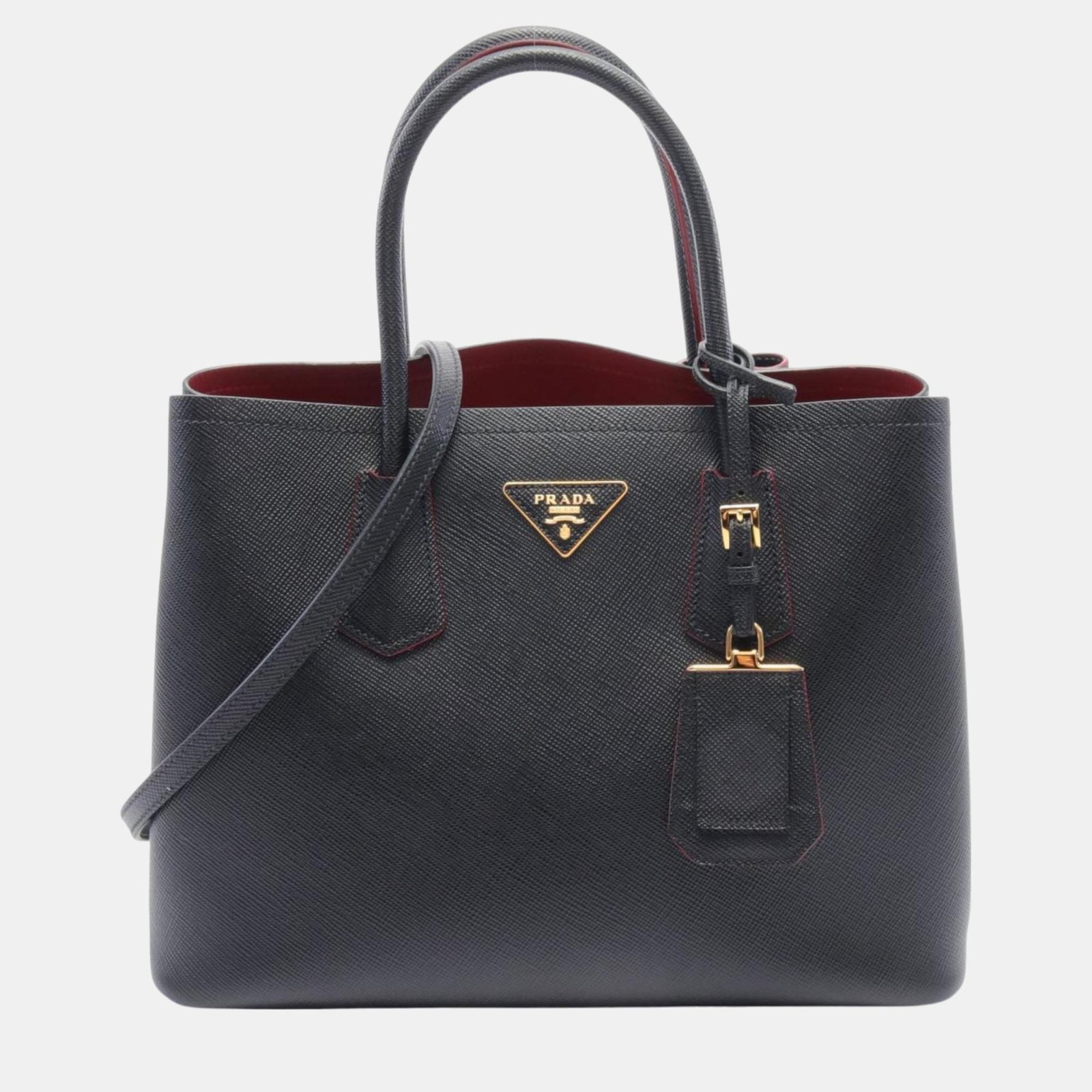 Prada saffiano leather navy handbag