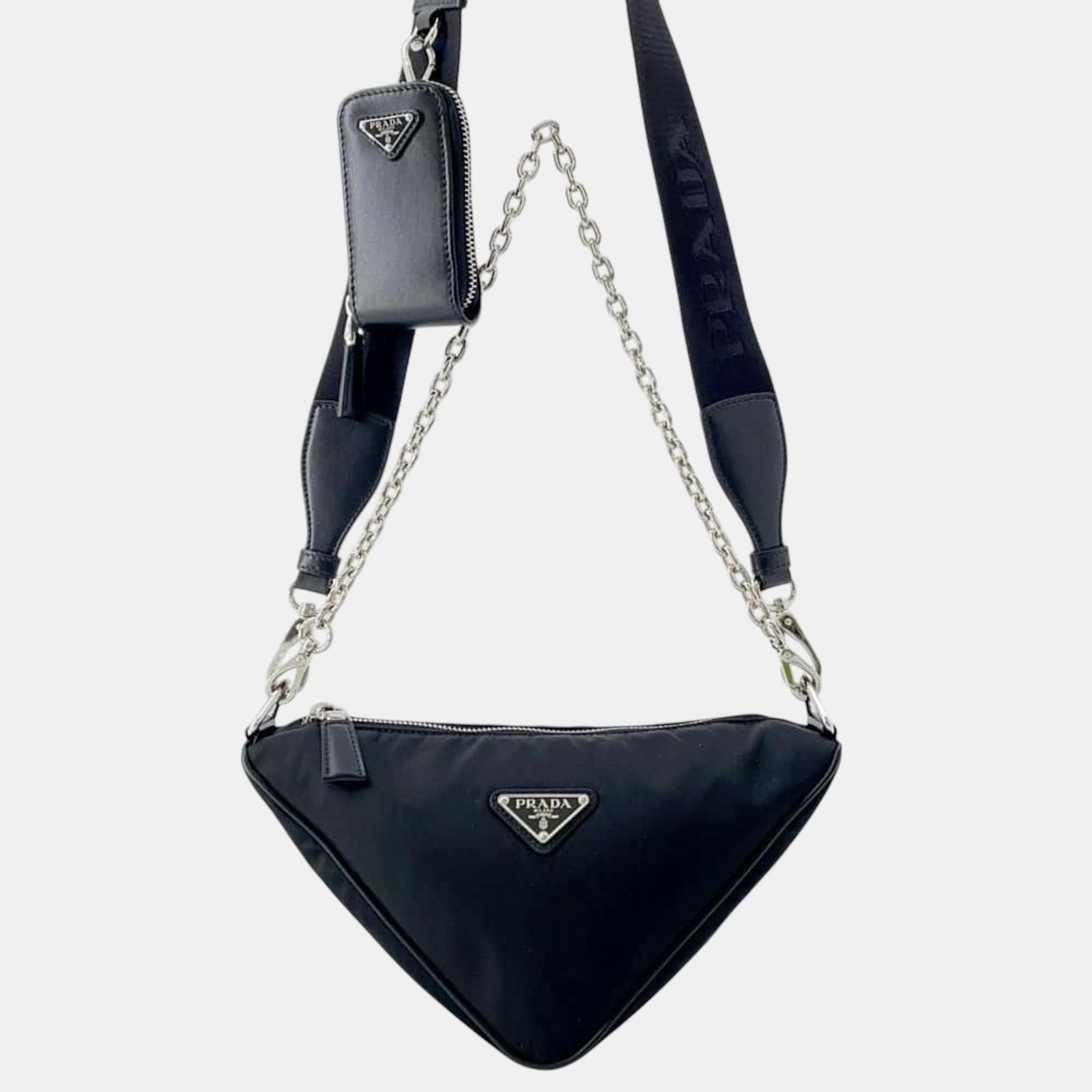 Prada Black Triangle Nylon Shoulder Bag
