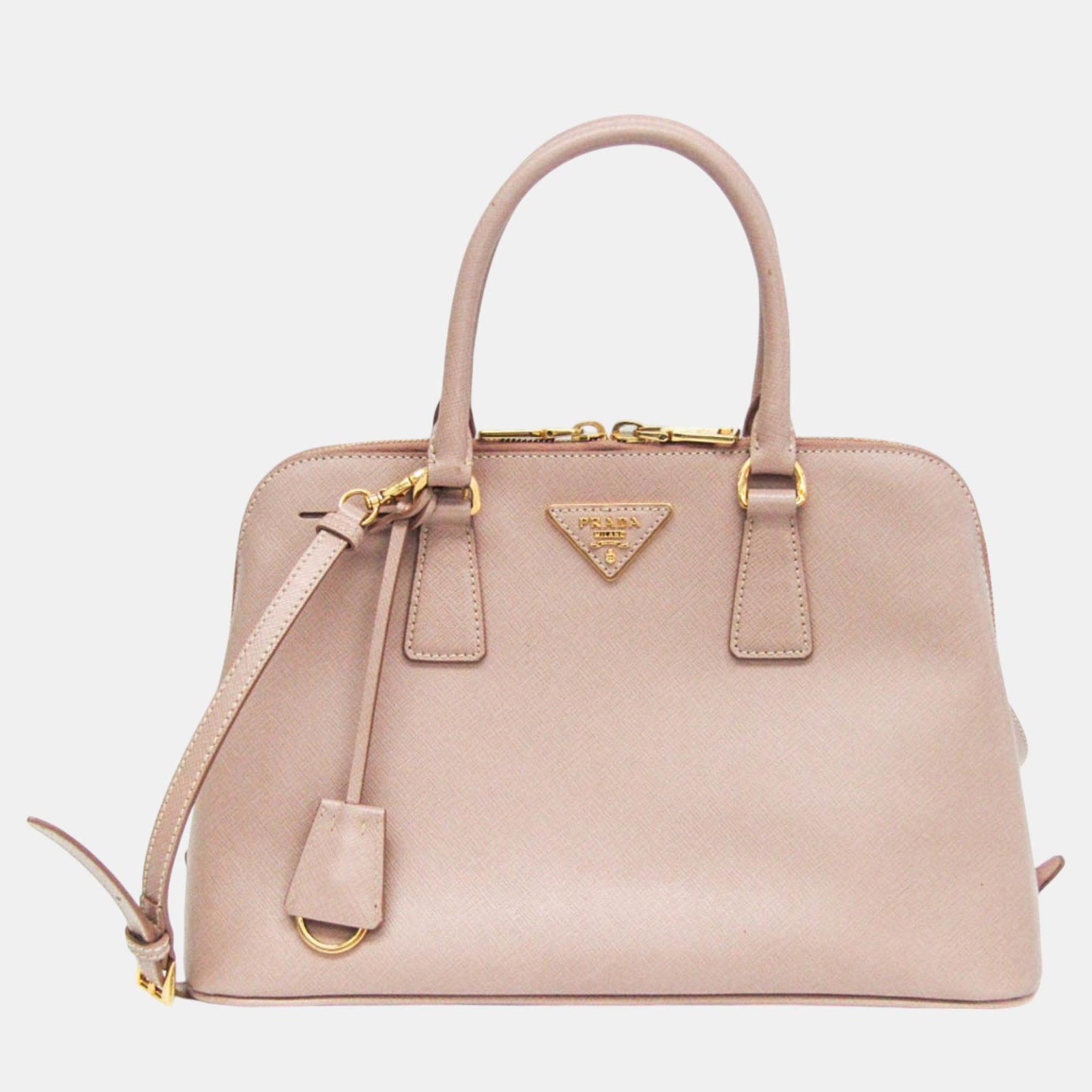 Prada Pink Beige Saffiano Leather Handbag