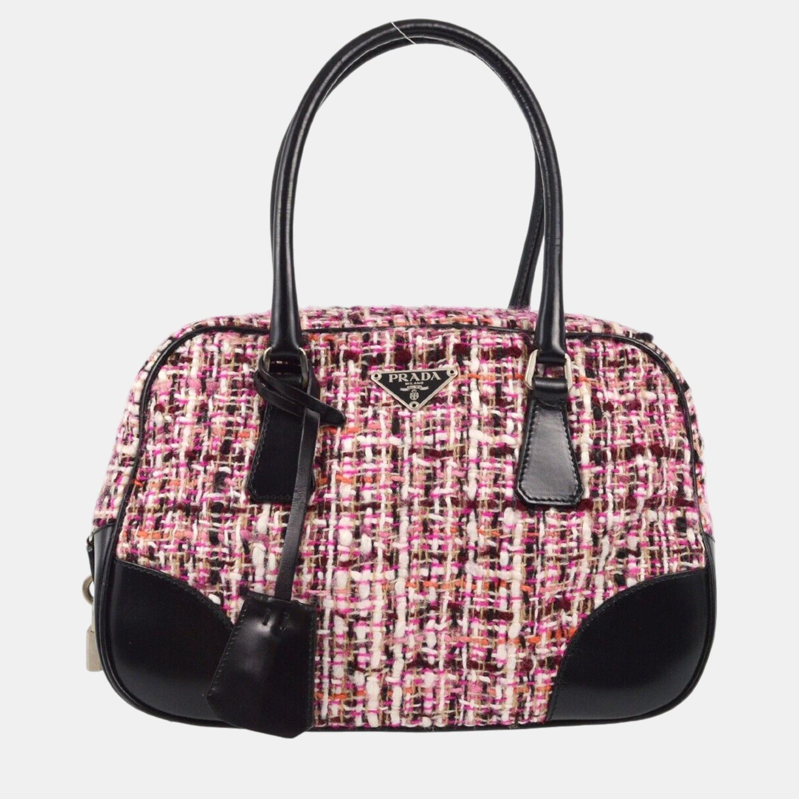 Prada Pink Black Wool Handbag