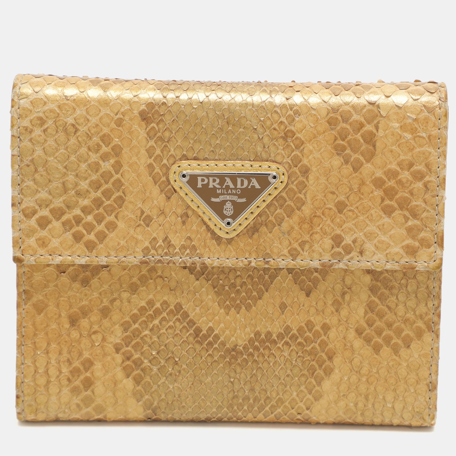 Prada Beige Python Trifold Wallet