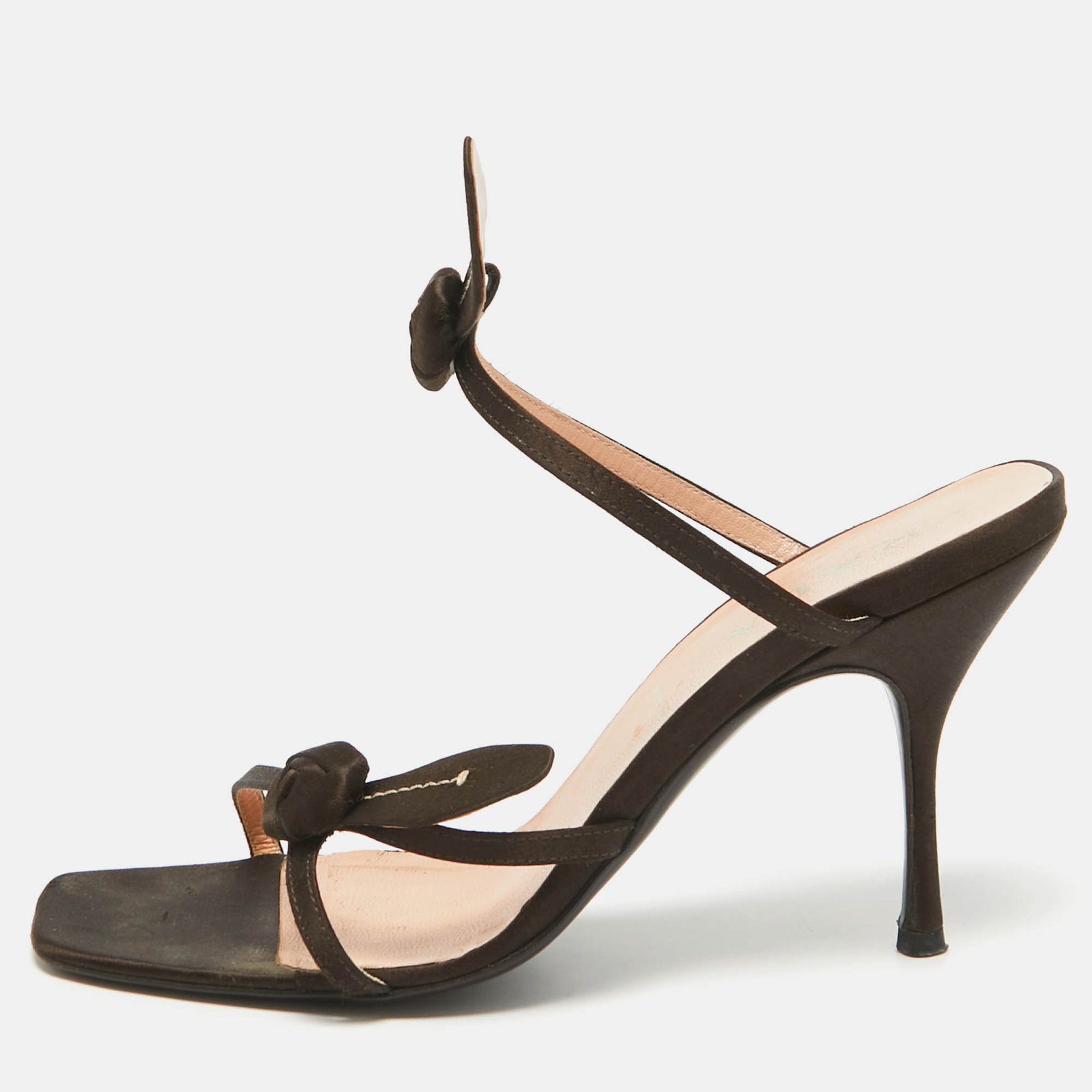 Prada Brown Satin Slide Sandals Size 38.5