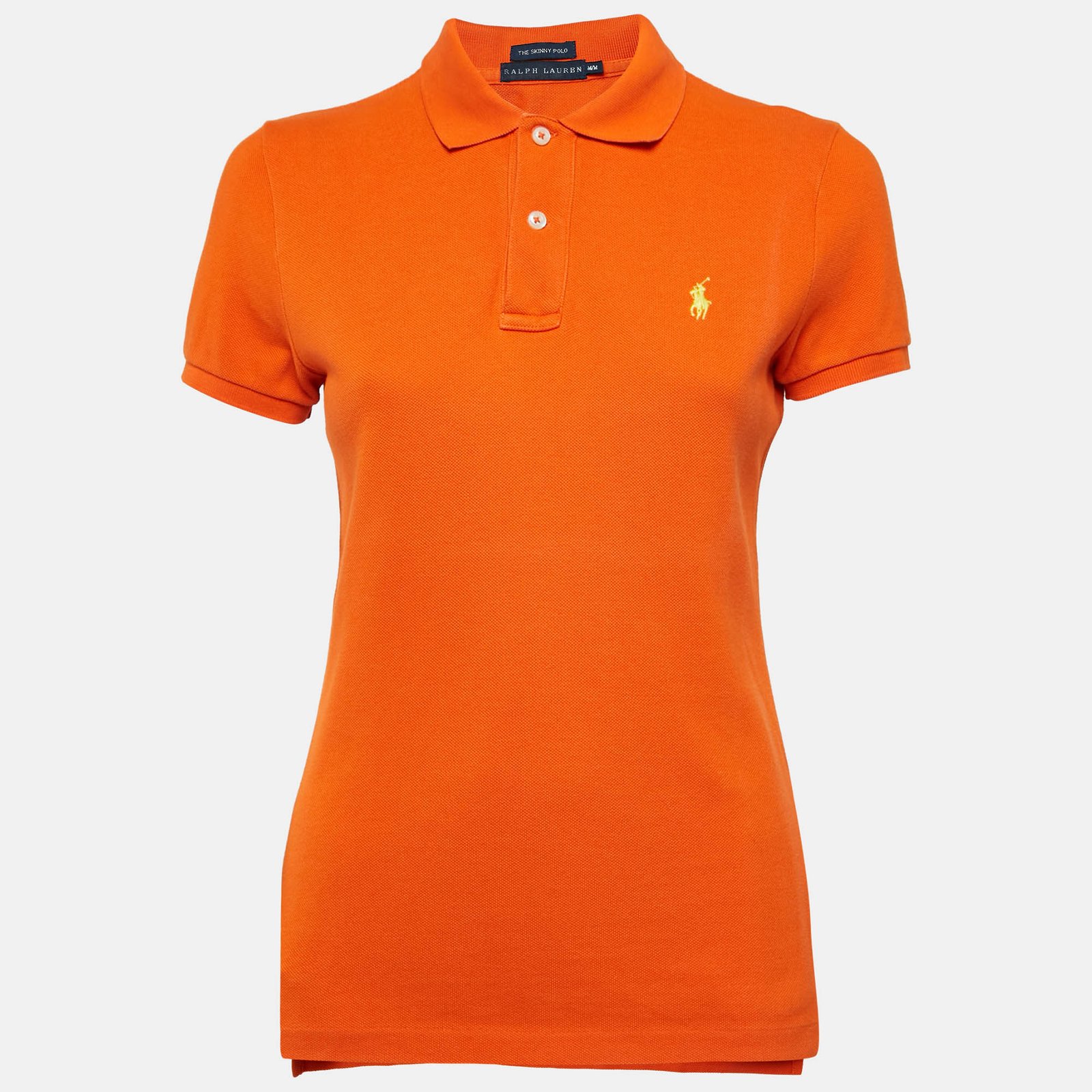 Ralph Lauren Orange Logo Embroidered Cotton Polo T-Shirt M