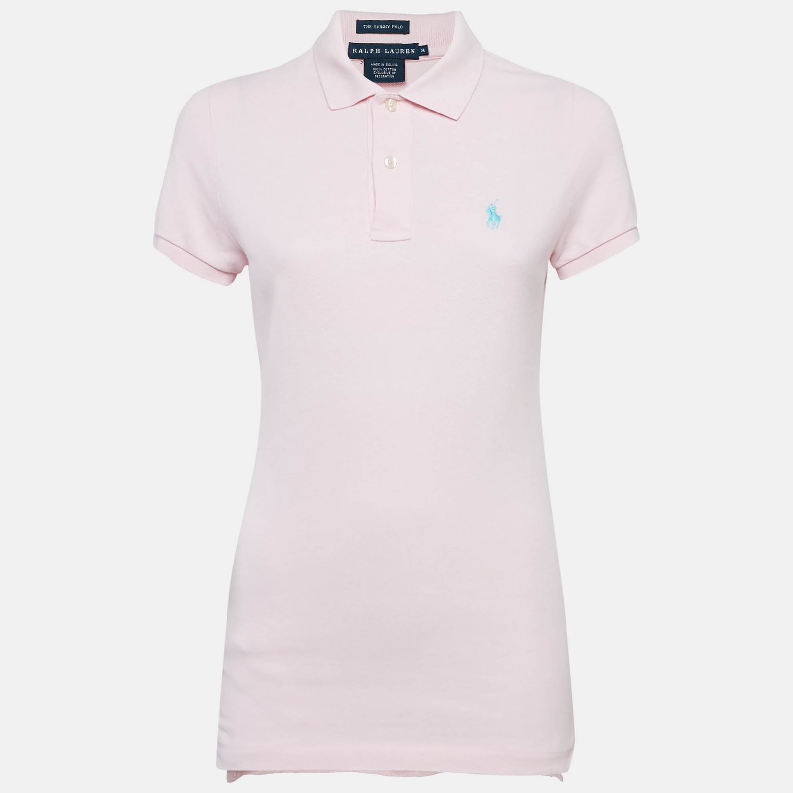 Ralph Lauren Pink Logo Embroidered Cotton Skinny Polo T-Shirt M